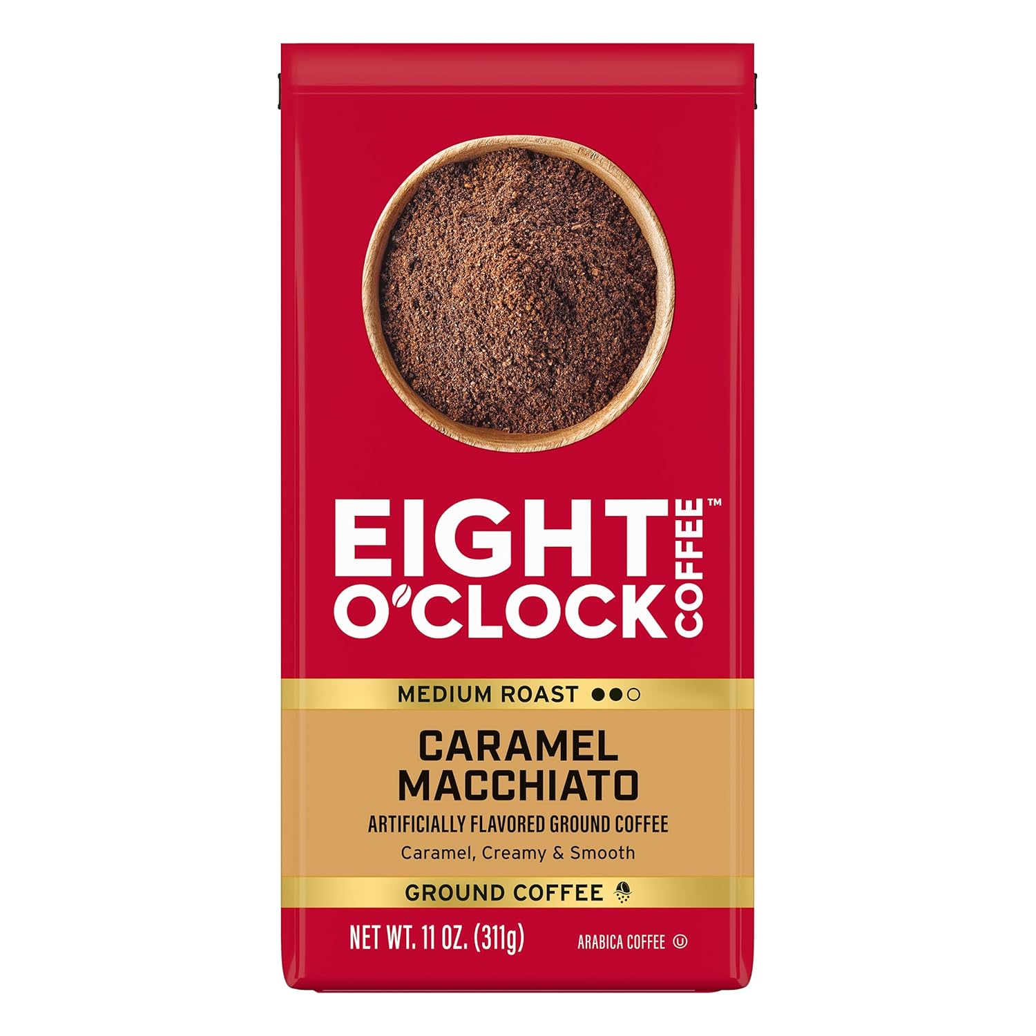 Eight O'Clock Coffee Caramel Macchiato, 11 Ounce (Pack of 1) Medium Roast 100% Arabica Ground Coffee, Caramel, Creamy, Smooth