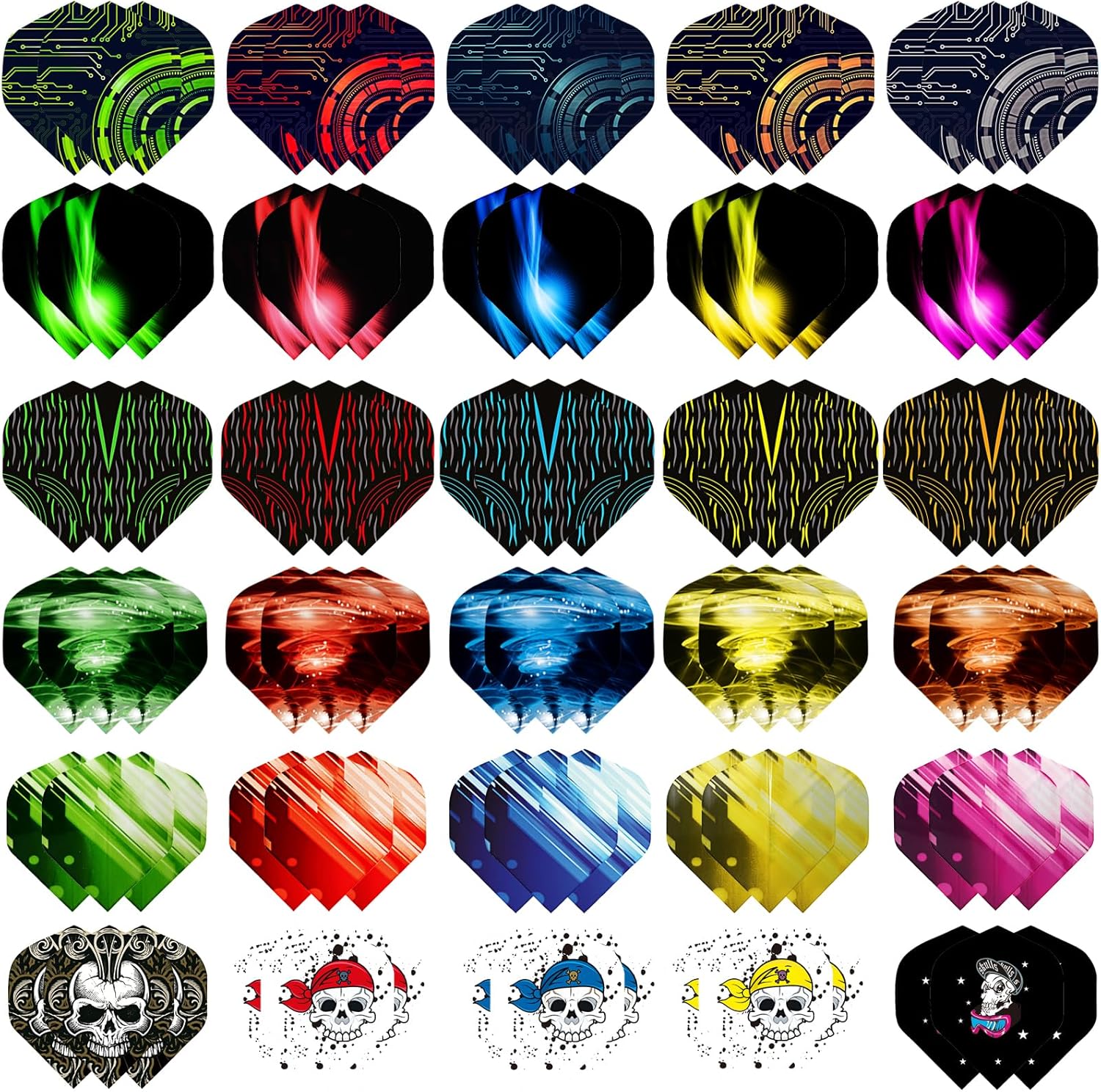 Dart Flights, 6 Styles, 30 Sets, 90 Pieces, PET Standard Accessories for Darts, Perfect Equipment for Soft/Steel Tip Darts Games (6 Styles, 30 Sets, 90 Pieces)