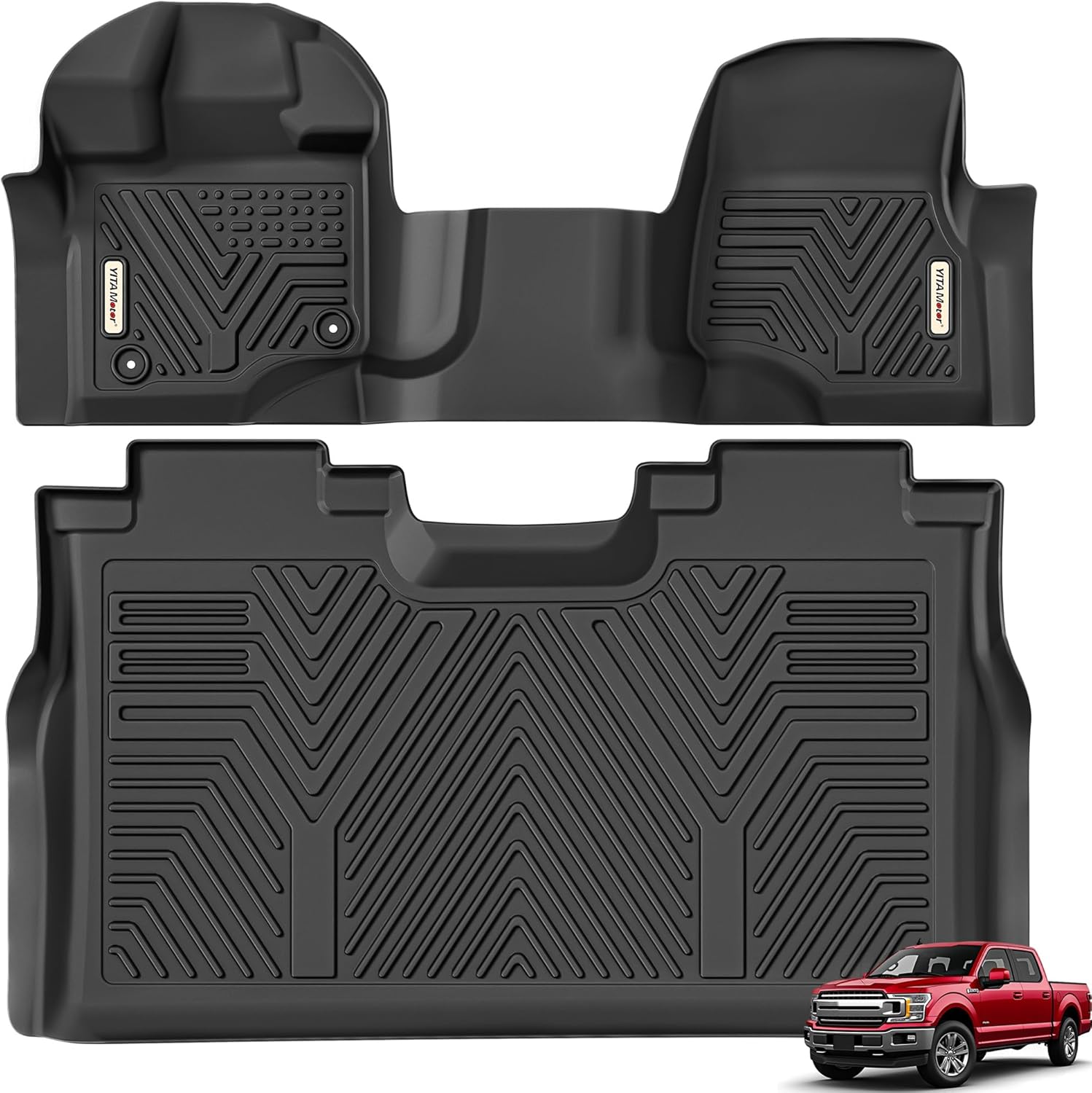 YITAMOTOR Floor Mats Compatible with Ford F150, Custom Fit Floor Liners for 2015-2020 Ford F150 Super Crew Cab with 1st Row Bench Seats, 1st & 2nd Row All Weather Protection