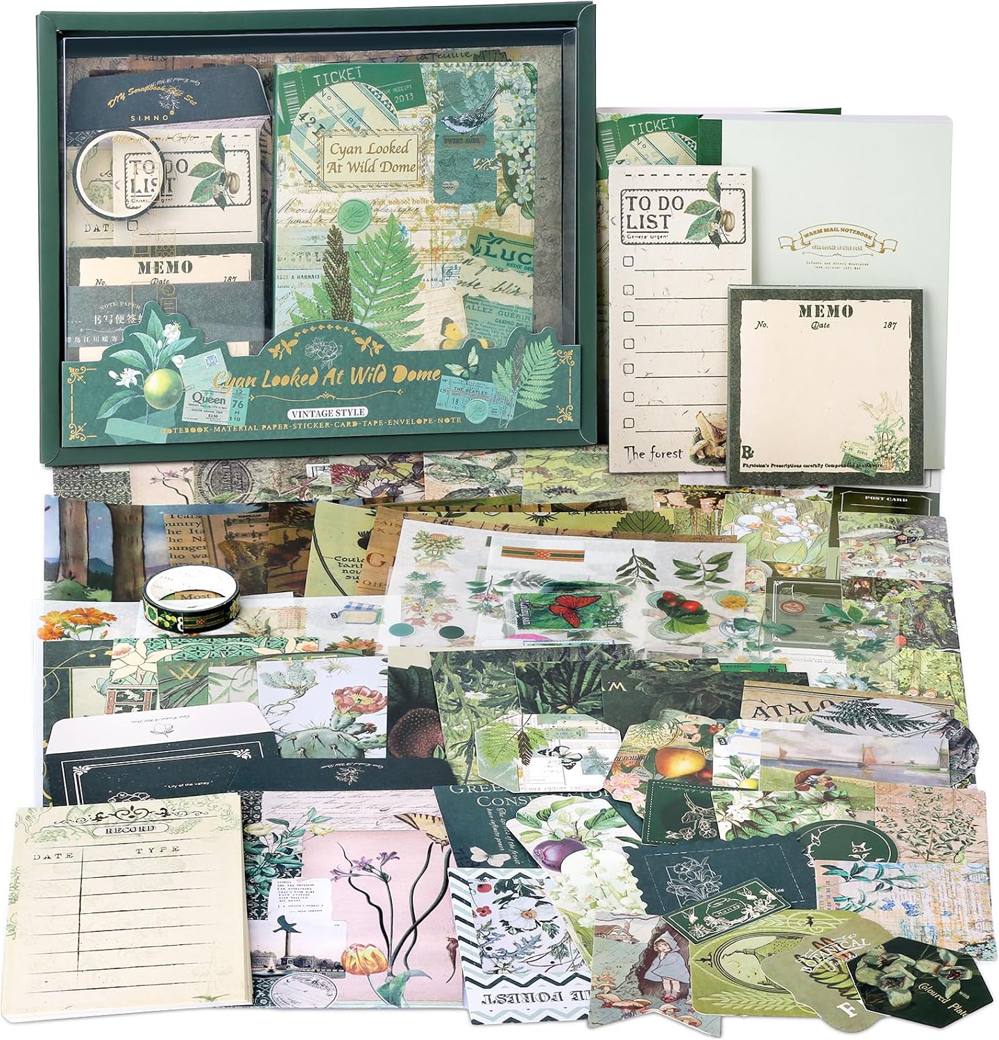Draupnir Aesthetic Scrapbook Kit, Bullet Junk Journal Kit with Journaling/Scrapbooking Supplies, A6 Grid Notebook with Graph Ruled Pages DIY Scrapbook Gift for Girl Kid - Wonderland of The Forest
