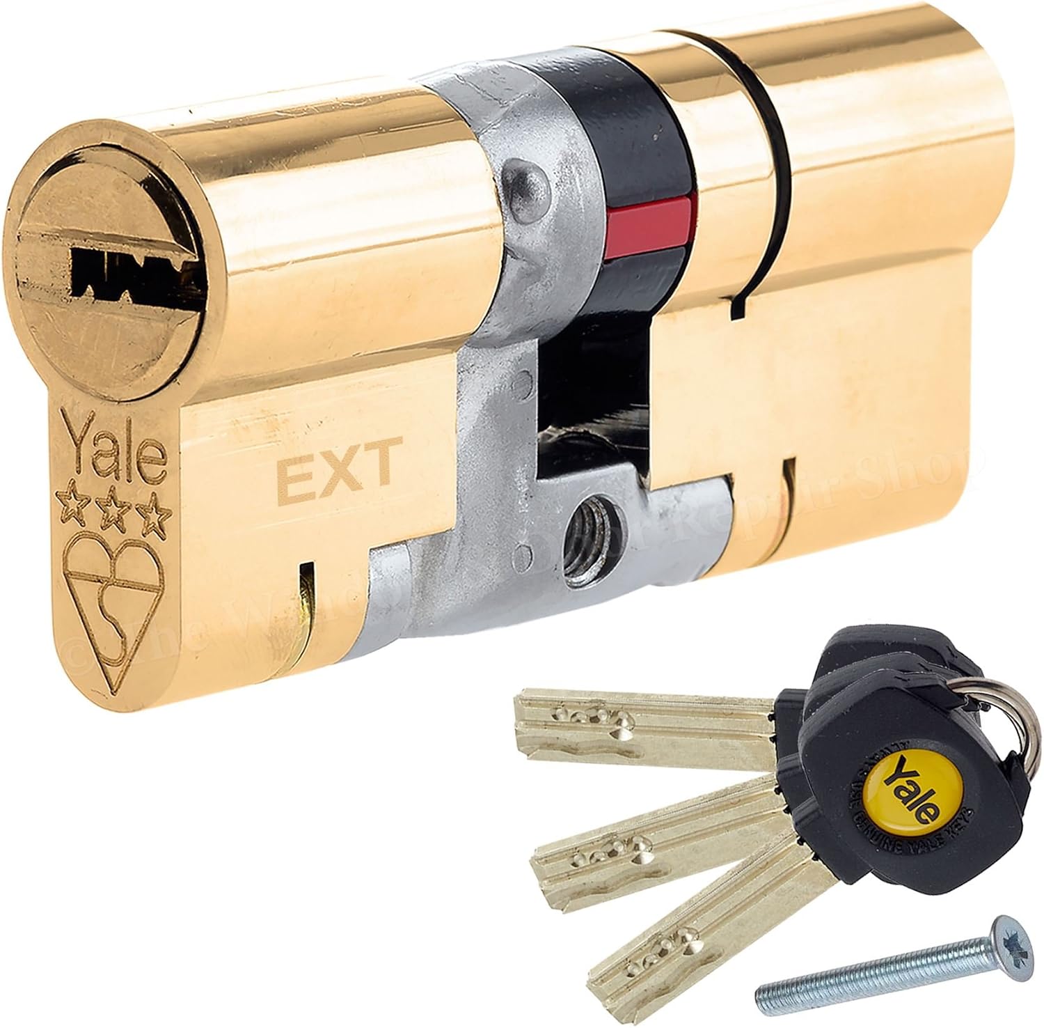 Yale P-YS3-4550B Euro Double 3 Star Cylinder, 3 Keys Supplied, Maximum Security, Visi Packed, Suitable for All Door Types, 45:50 (95mm), Brass Finish