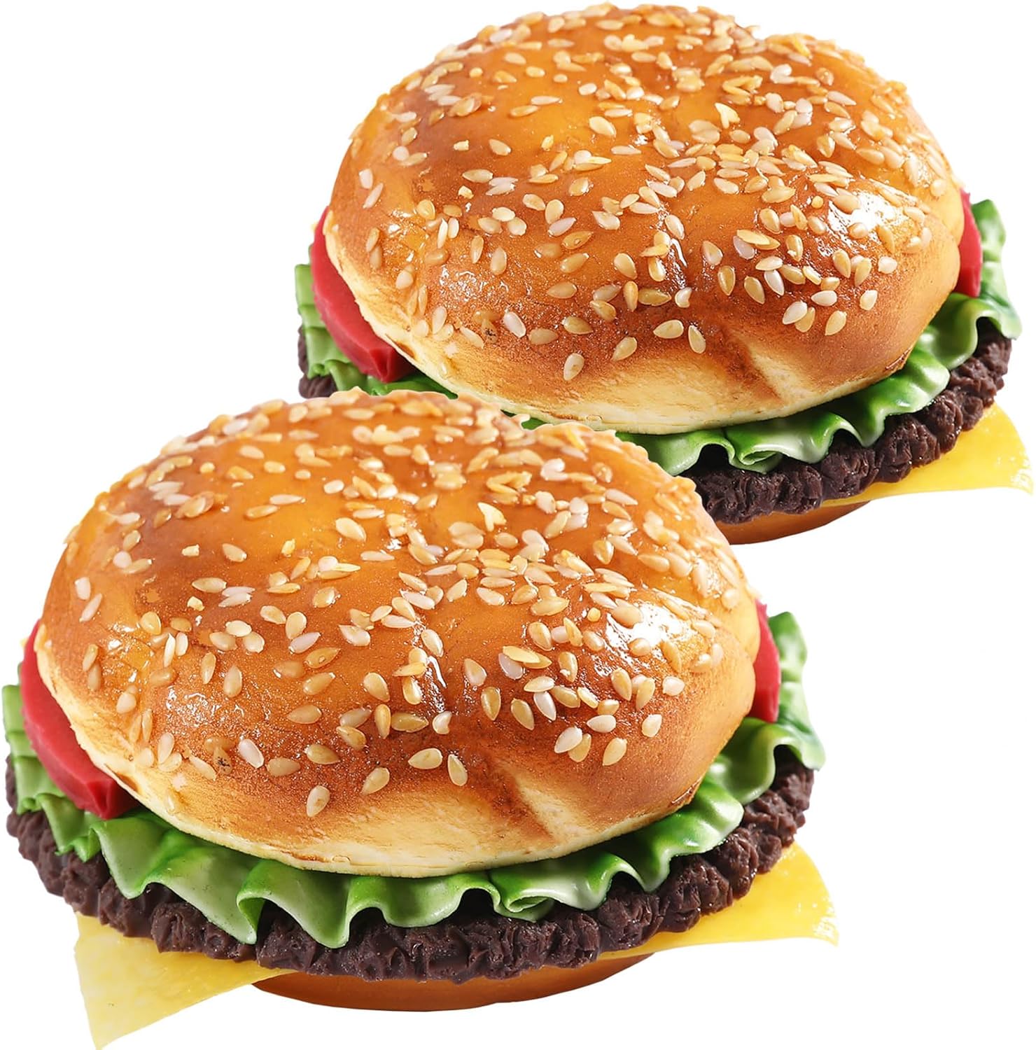 Artificial Hamburger Round 2 Pack Realistic Fake Food for Display Faux Burger for Decoration Fake Food Props