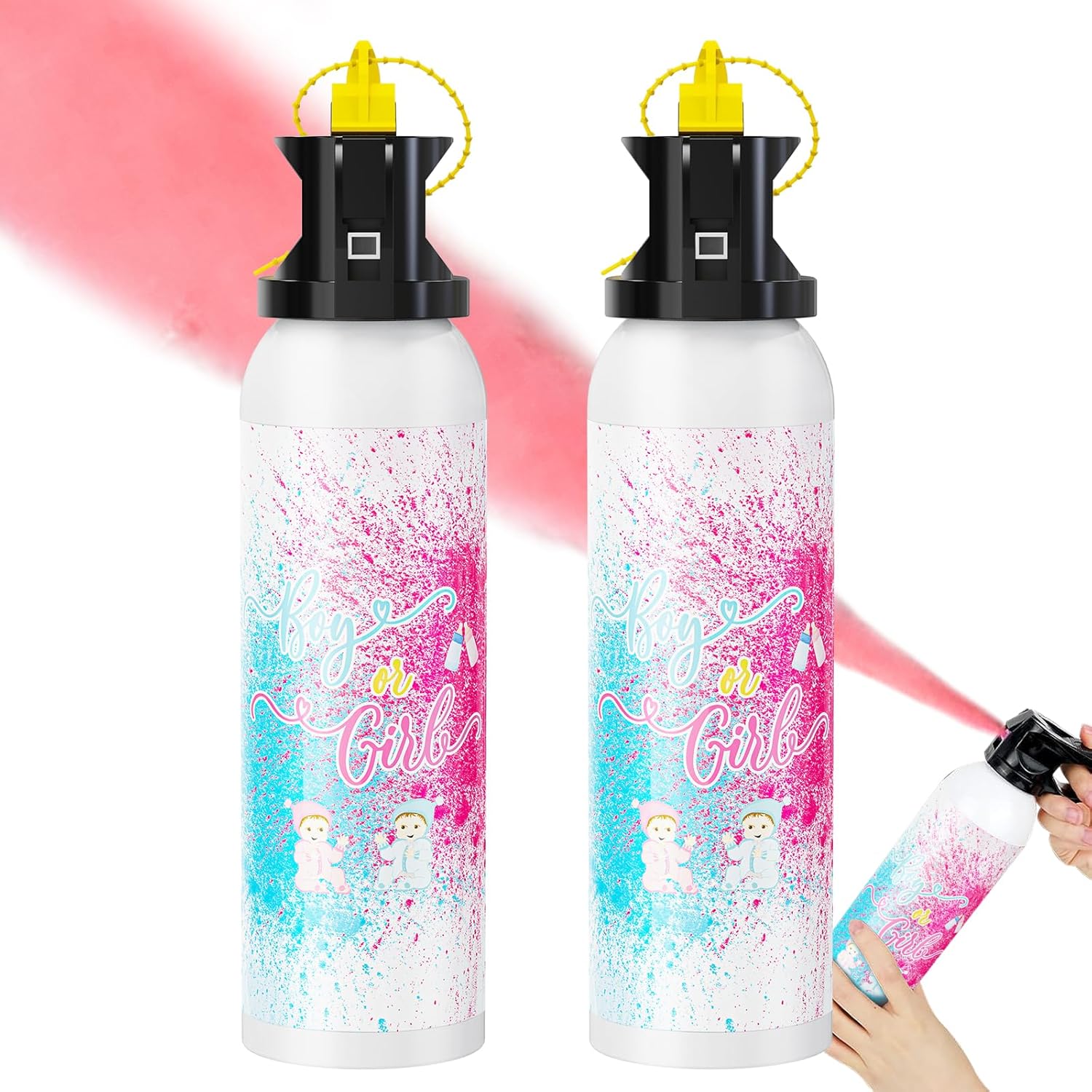 Large Gender Reveal Fire Extinguisher Color Blasters: 2 Pcs Pink Blaster Only for Baby Girl with Pink Smoke suitable for Gender Reveal Party Decorate (pink)