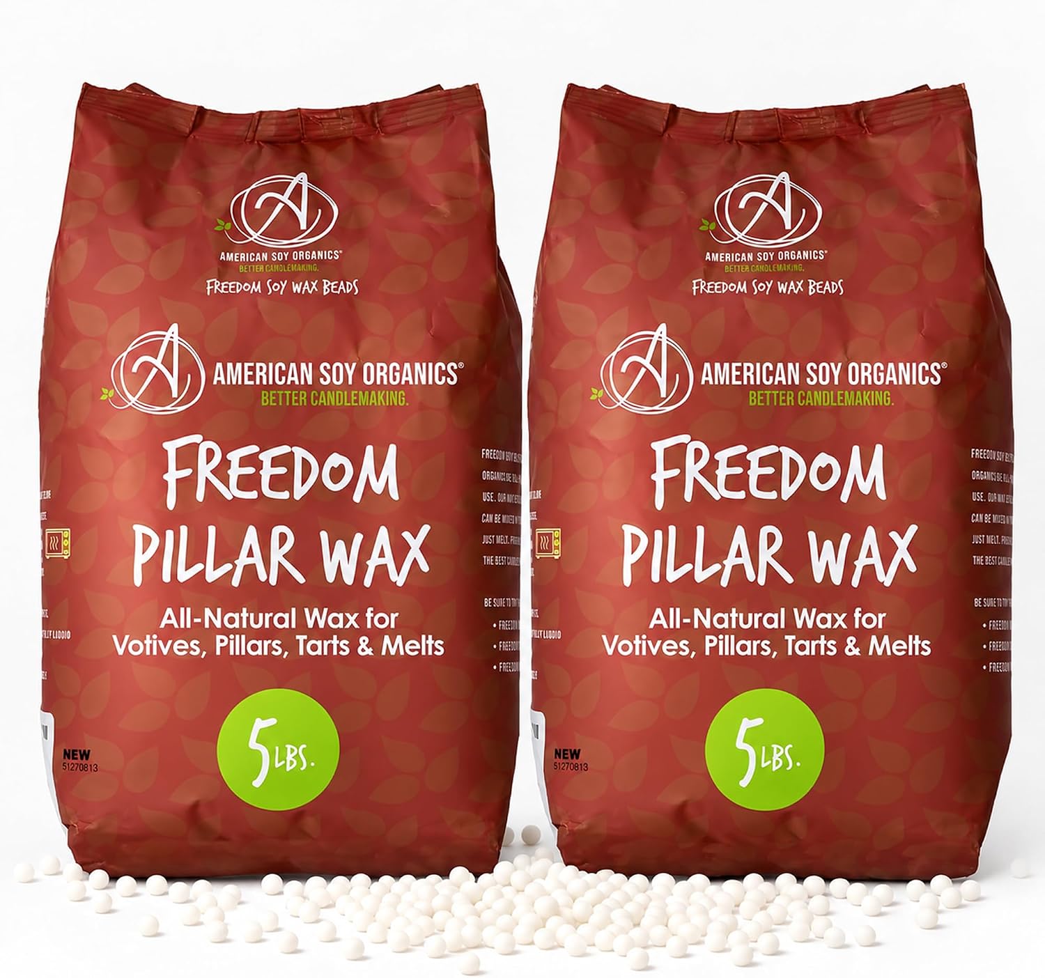 American Soy Organics Freedom Pillar Soy Wax Beads, Candle Wax, 10 lbs