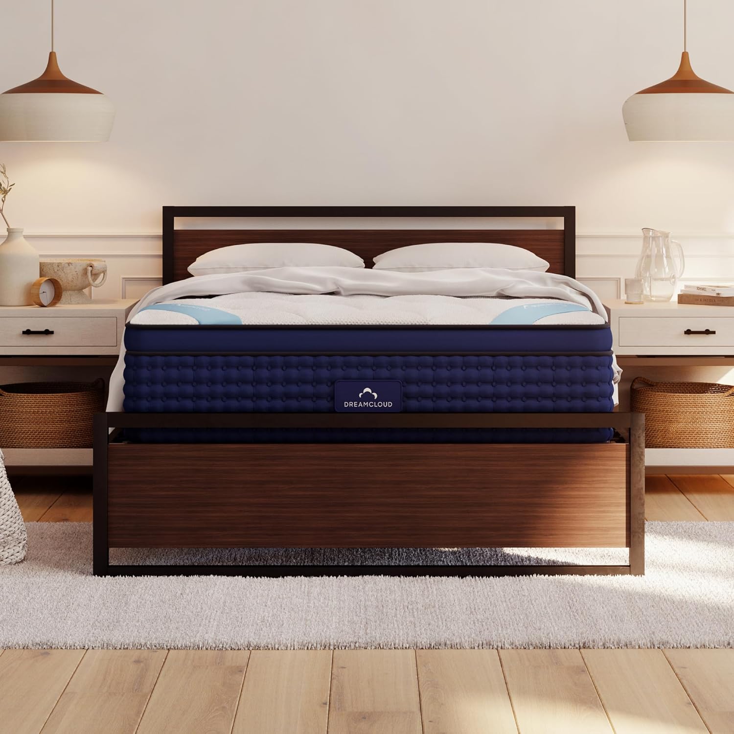 DreamCloud Premier 14" King Mattress - Luxury Hybrid Memory Foam - 365 Night Trial - 7 Premium Pressure-Relieving Layers - Forever Warranty - CertiPUR-US Certified