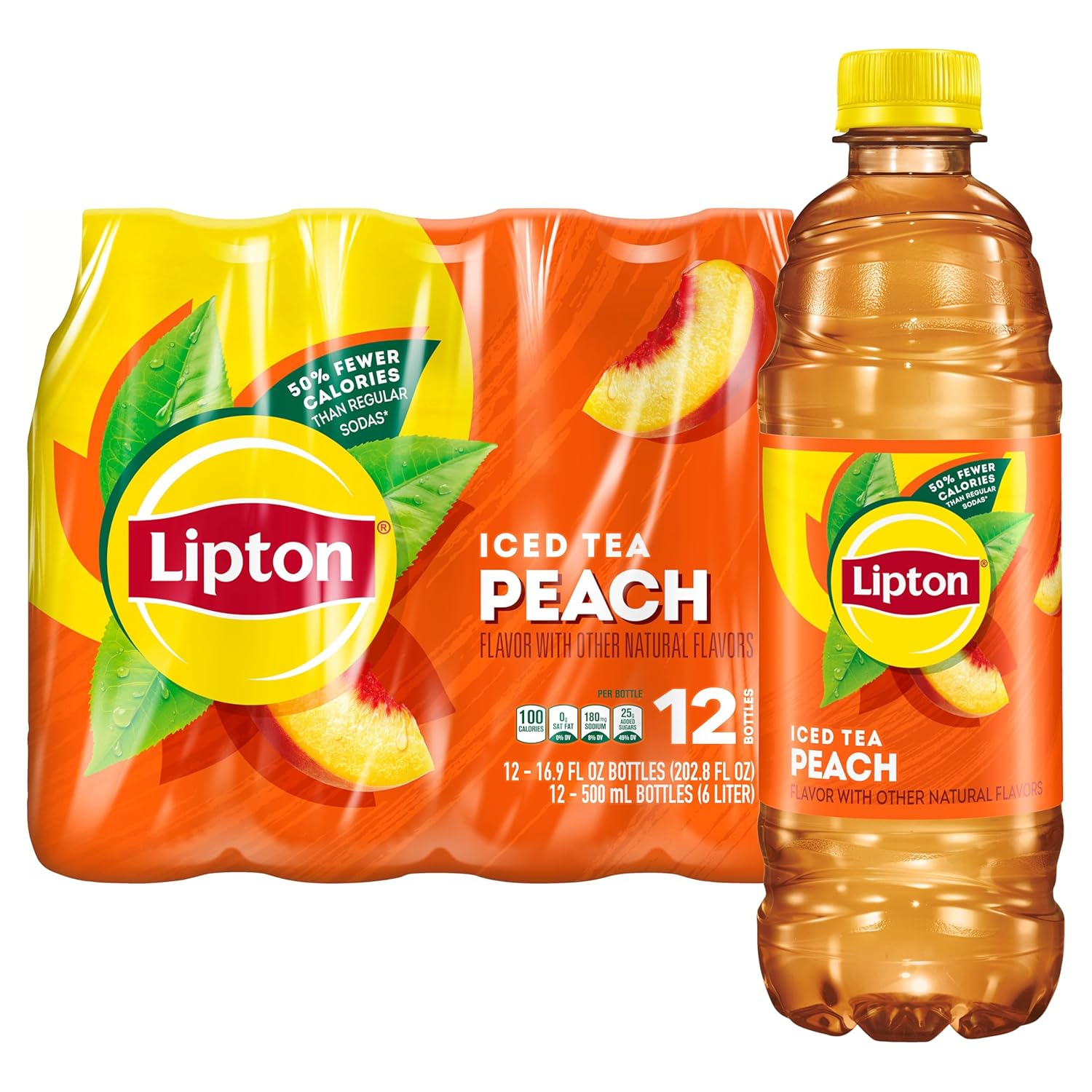 Lipton Peach Iced Tea, 16.9 Fl Oz Bottles (Pack of 12)
