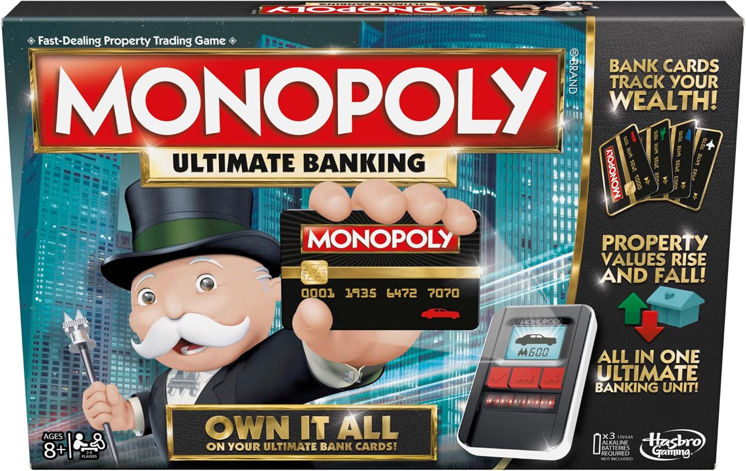 Hasbro Gaming Monopoly Ultimate Banking Edition Board Game for Families and Kids Ages 8 and Up, Electronic Banking Unit (Amazon Exclusive)