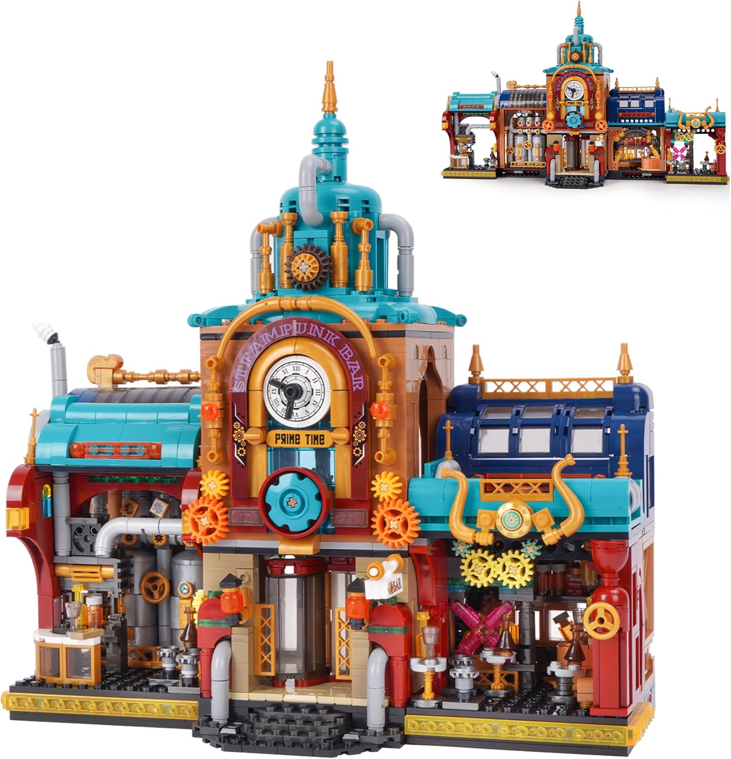 Building Blocks Set,Steampunk Bar Building Toys,Retro and Collectible Blocks Model Gift for Christmas,Birthday,New Year 1557PCS