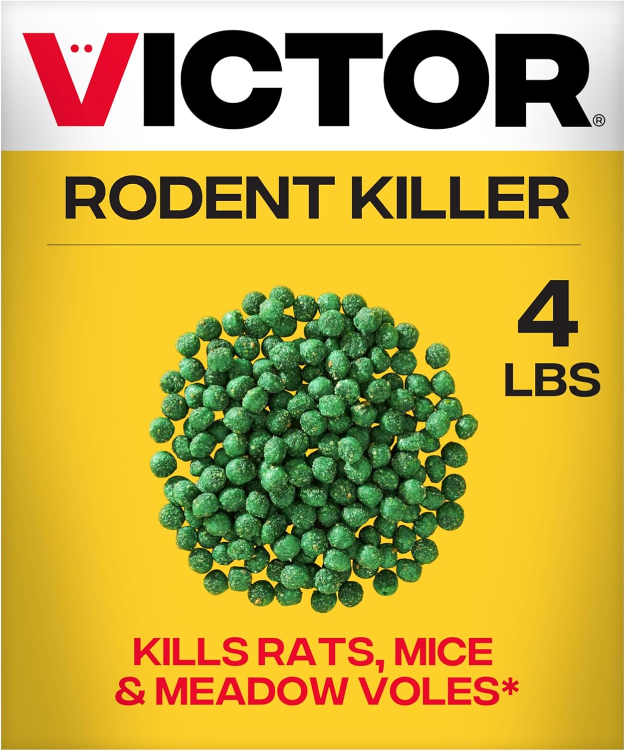 Victor Rat Poisoning for Inside & Outside Use - Kills Rats, Mice, Meadow Voles | Mouse Poisoning for Indoor & Outdoor Areas, Ready-to-Use, 4 lb Bag - M925