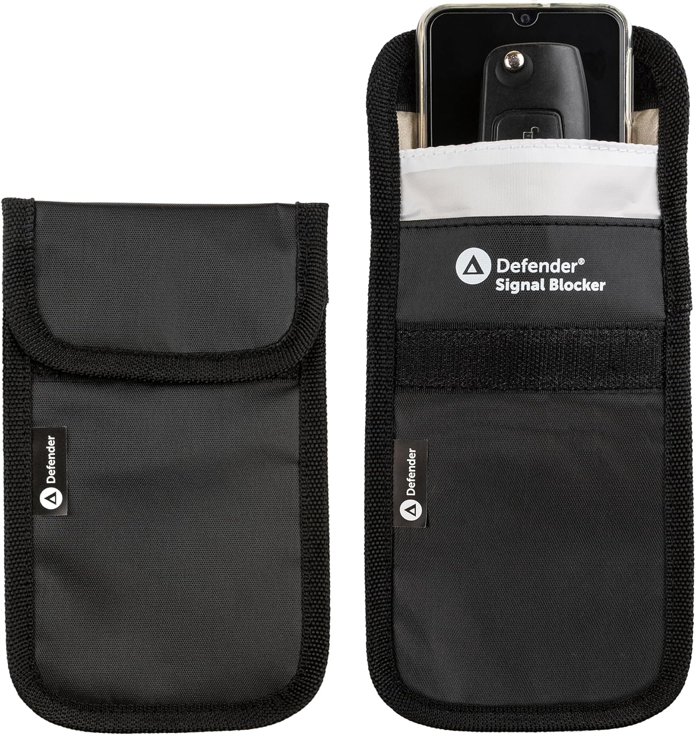 Defender Signal Blocker 2 Pack - RFID Faraday Pouch - Police Accredited Car Key Security Case - Phone Case Signal Blocking Device - Faraday Bag For Car Keys Mobile Phone Credit Cards