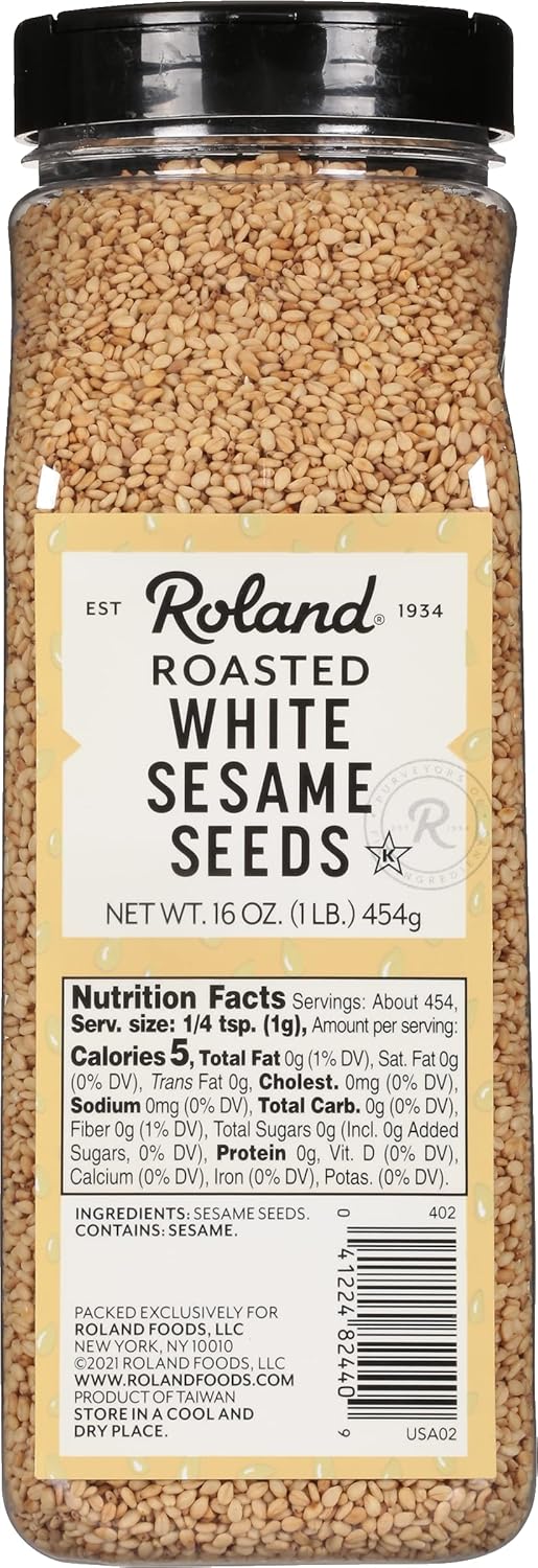 Roland Foods Roasted White Sesame Seeds, Specialty Imported Food, 16 Ounce, Pack of 1