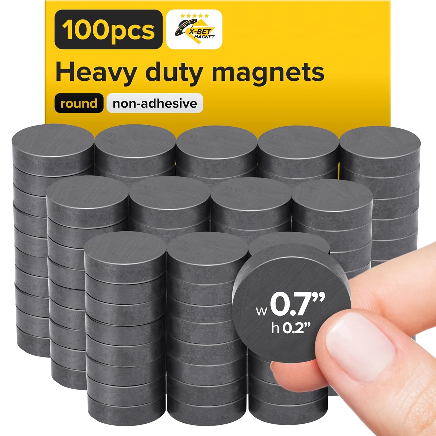 X-Bet Magnet Ceramic Magnets - Round Disc - Flat Circle Magnets Bulk for Crafts, Science & Hobbies - Perfect for Refrigerator, Whiteboard, Fridge