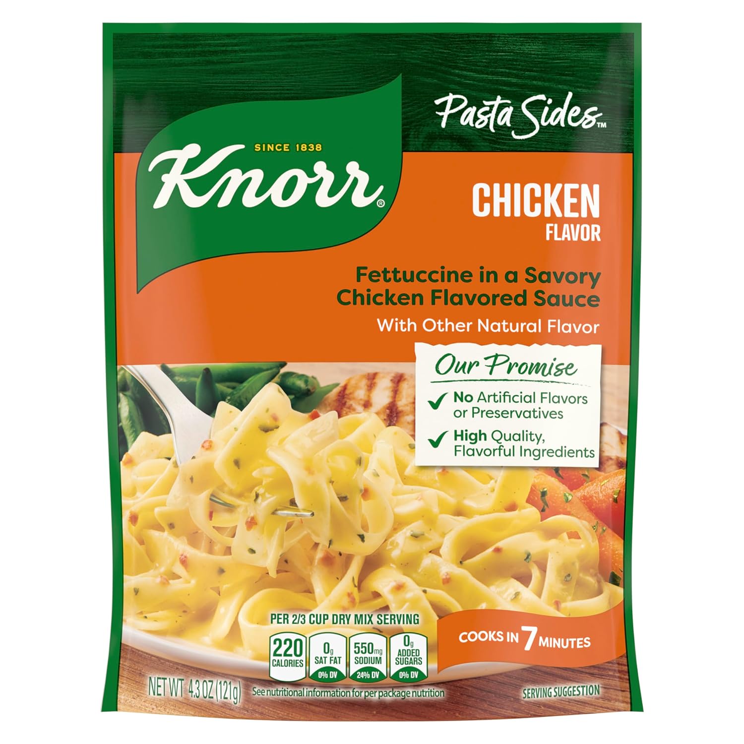 Knorr Pasta Sides Chicken Fettuccine For Delicious Quick Pasta Side Dishes No Artificial Flavors or Preservatives 4.3 oz
