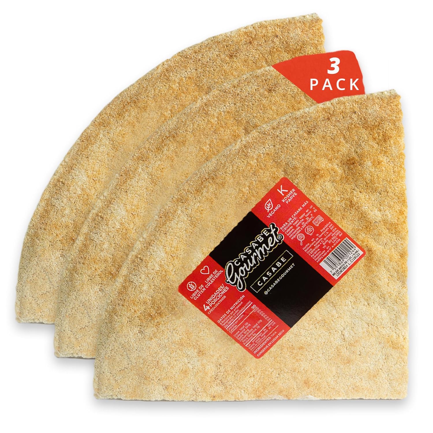 Casabe Gourmet Large Cassava Chips - 3 Pack (23.68 oz) – Vegan, Gluten Free Organic & Low Carb Bread Casabe Crackers Made of Cassava Flour | Healthy Snack Option | Made in Venezuela