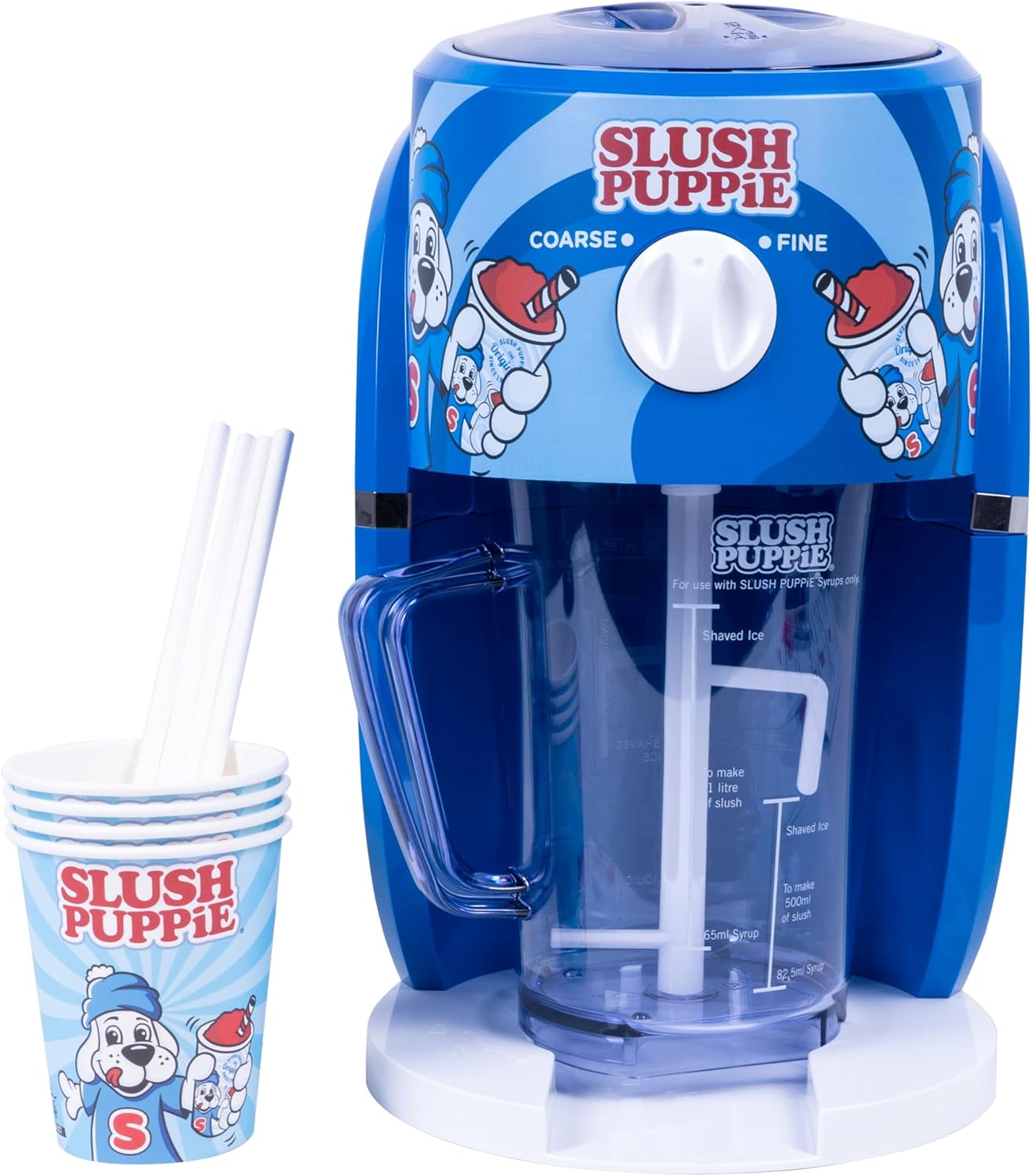 Slush Puppie Snow Cone Machine. Slushy Maker Ice Shaver. Makes up to 1 Litre of Delicious Slush Puppy in Minutes. Officially Licensed Slush Puppie Merchandise from Fizz Creations.