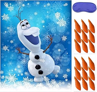 Froze Christmas Party Pin The Nose on The Olaf Party Game for Kids Olaf Pin Game with Reusable Stickers Birthday Shower Party Supplies Activities