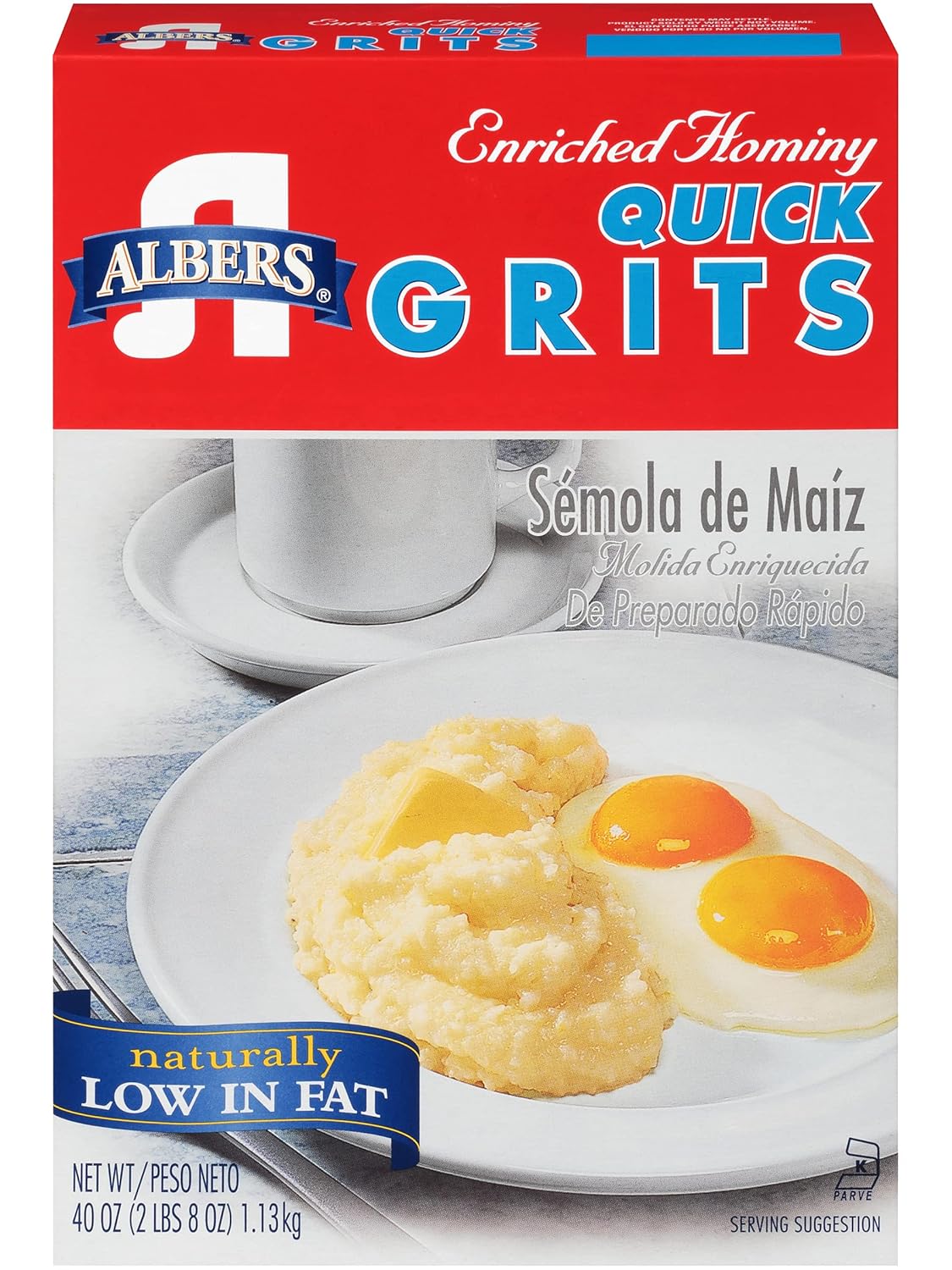 Albers Enriched Hominy Quick Grits, Naturally Low in Fat, 40 OZ Box (Pack of 1)