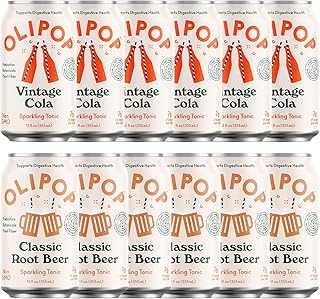 OLIPOP - Old School Classics Variety Pack, Healthy Soda, Prebiotic Soft Drink, Aids Digestive Health, High Fiber, Low Calorie, Low Sugar (12 oz, 12-Pack)