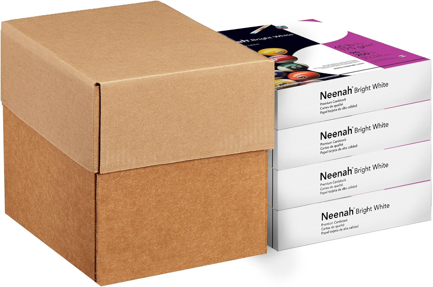 Neenah Paper Bright White Cardstock, 8.5" x 11", 65 lb/176 gsm, Bright White, 96 Brightness, 1000 Sheets, (Pack of 4)