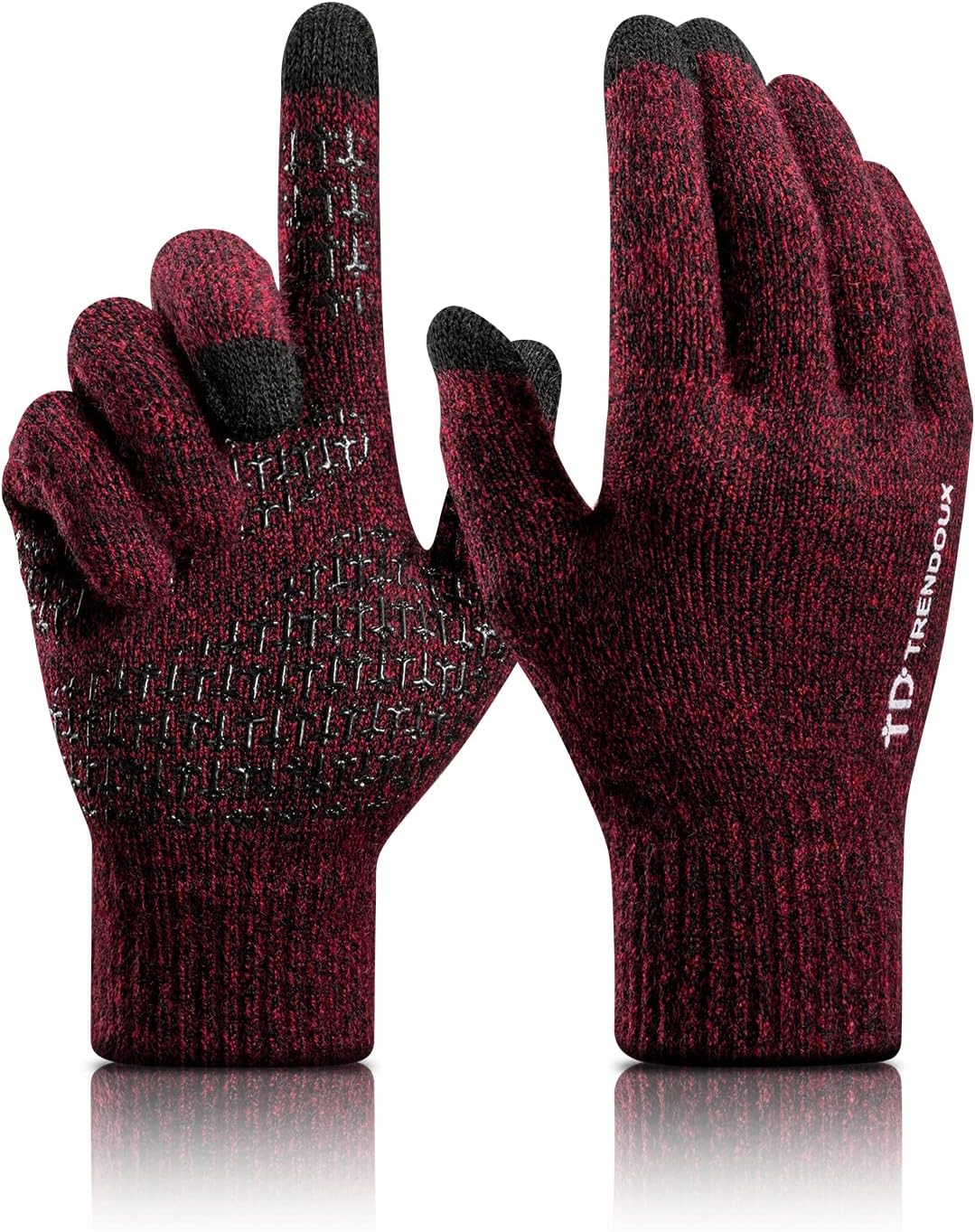 TRENDOUX Winter Gloves For Men Women, Cold Weather Warm Touchscreen Glove Unisex, Non-slip, Elastic Cuff, Knit Stretchy