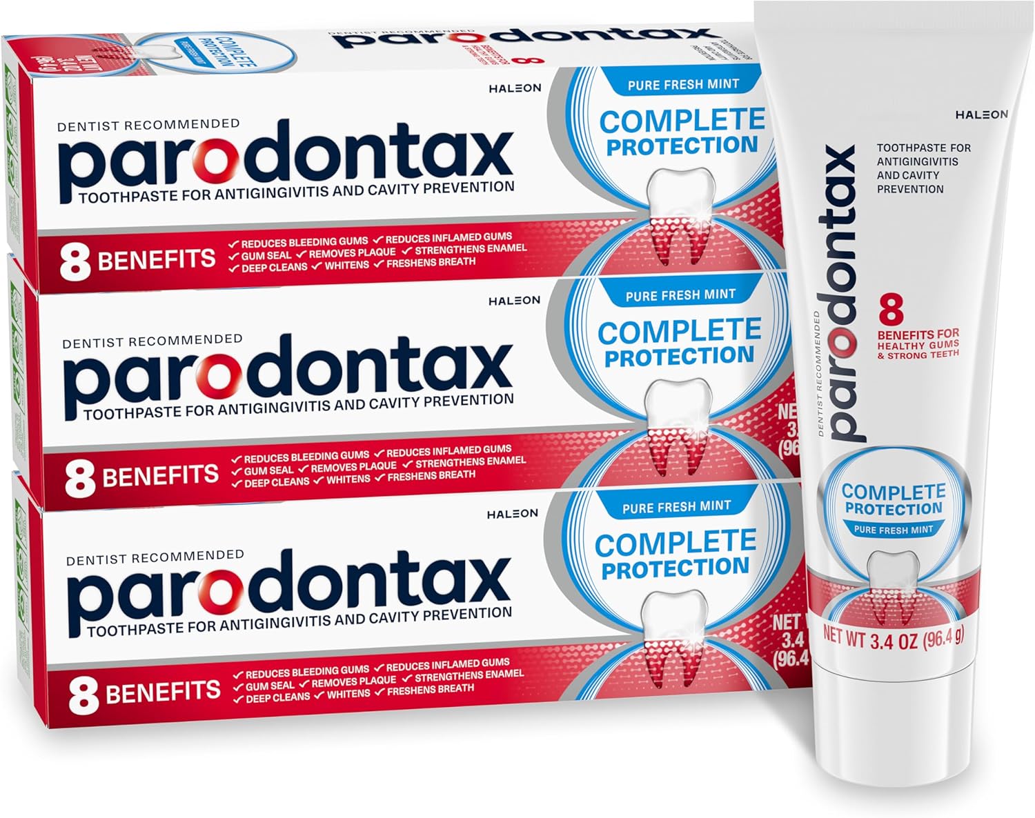Parodontax Complete Protection Toothpaste, Pure Fresh Mint - 3.4 oz x 3