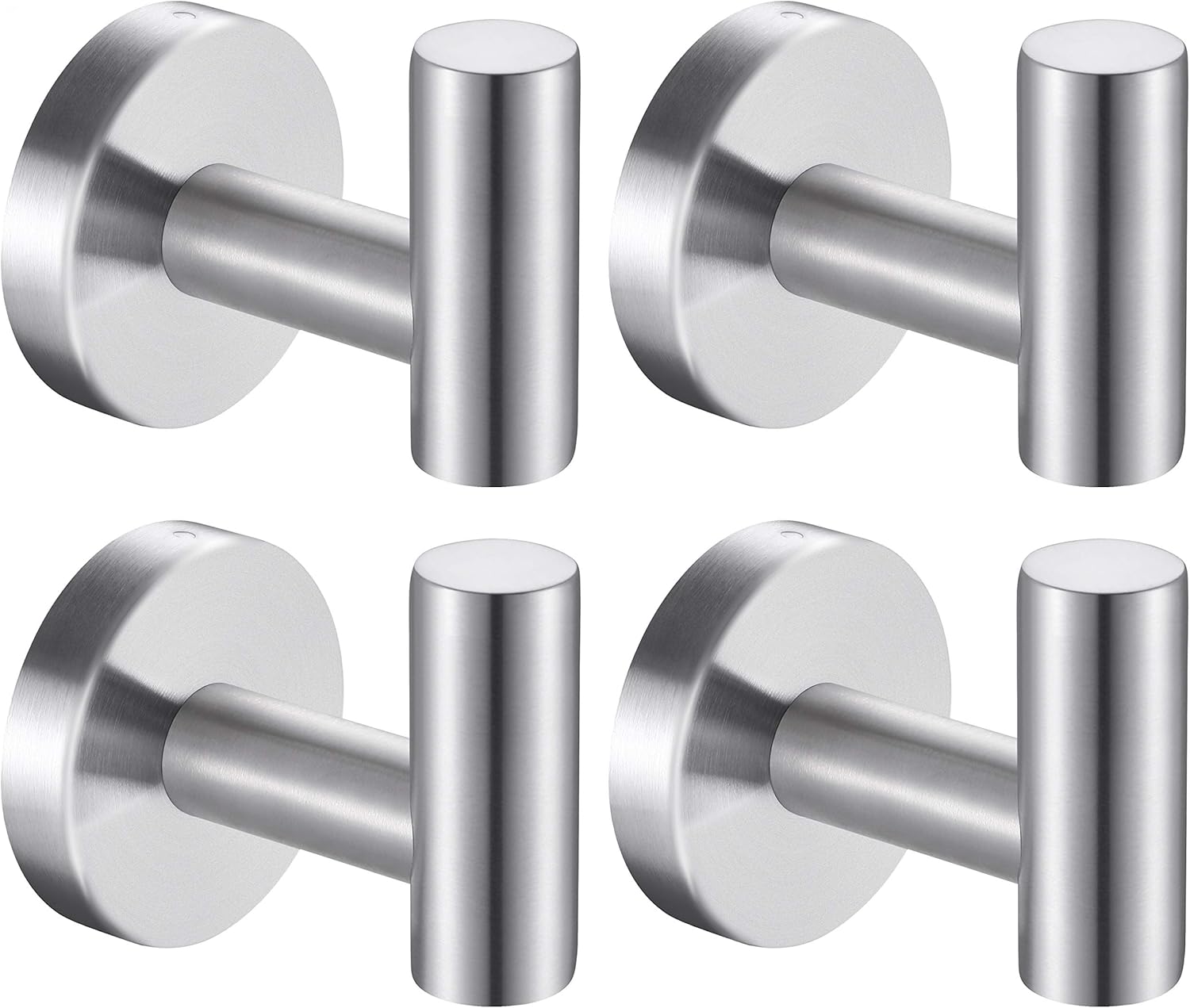 Bath Towel Hooks Robe Hook Holder Wall Mount Heavy Duty Wall Hooks SUS 304 Stainless Steel Coat Hook Closet Door for Bathroom Bedroom Hotel Kitchen Garage Pool 4 Pack (Brushed Nickel)