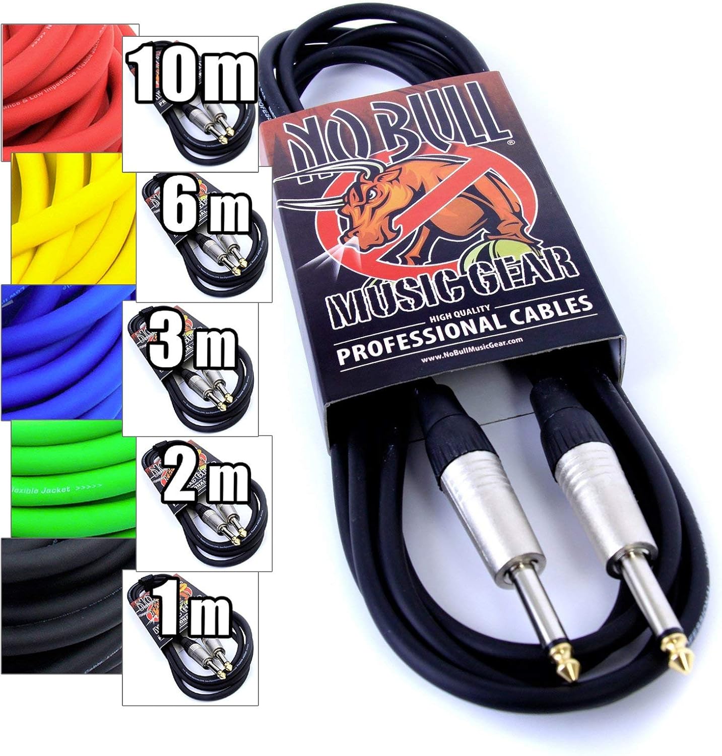 Premium Guitar/Instrument Cable (Black, 10ft / 3m, Straight Plugs) - Achieve a Cleaner Signal via a Heavy Duty Pro 1/4" Jack to Jack Noiseless Mono Lead - Coloured Link Lead to Amplifier/Amp Cable