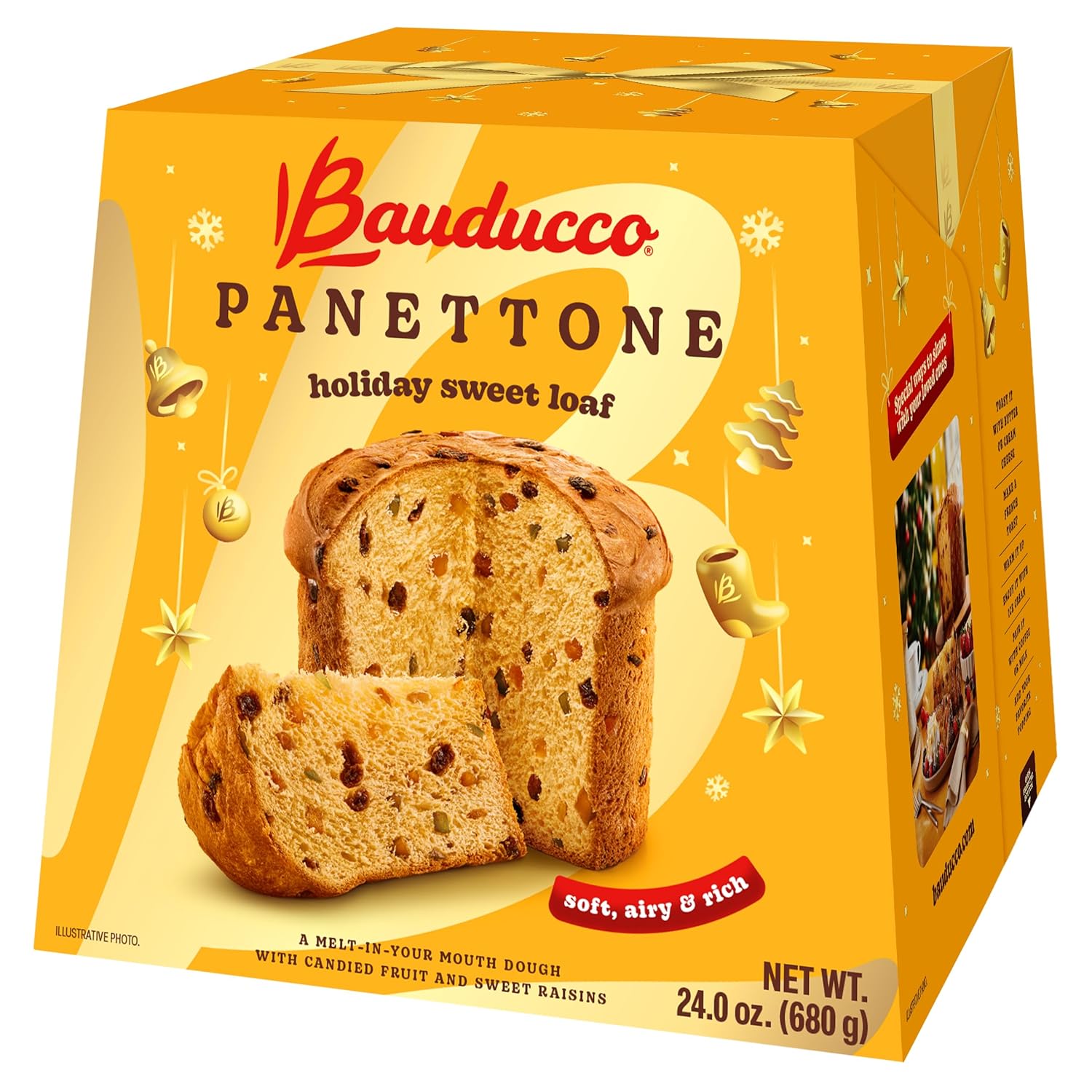 Bauducco Classic Panettone - Moist & Fresh Holiday Cake - Traditional Italian Recipe With Candied Fruit & Raisins 24.0oz (Pack of 1)