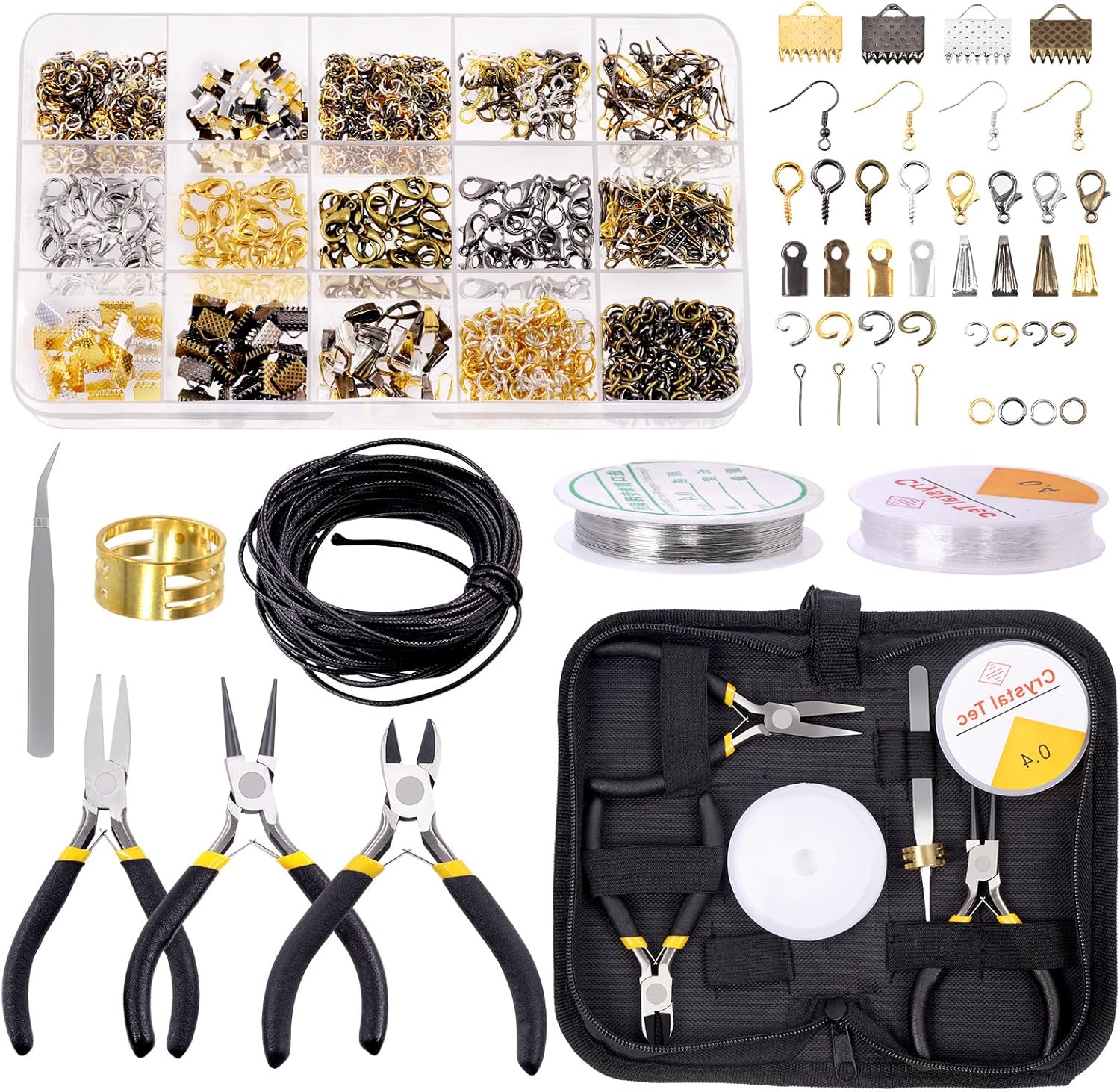 GLARKS 950 Pcs Jewelry Making Supplies Kit with Tools, Pliers, Wires, Findings, Measuring Tools for DIY Earring, Necklace Craft, Repair