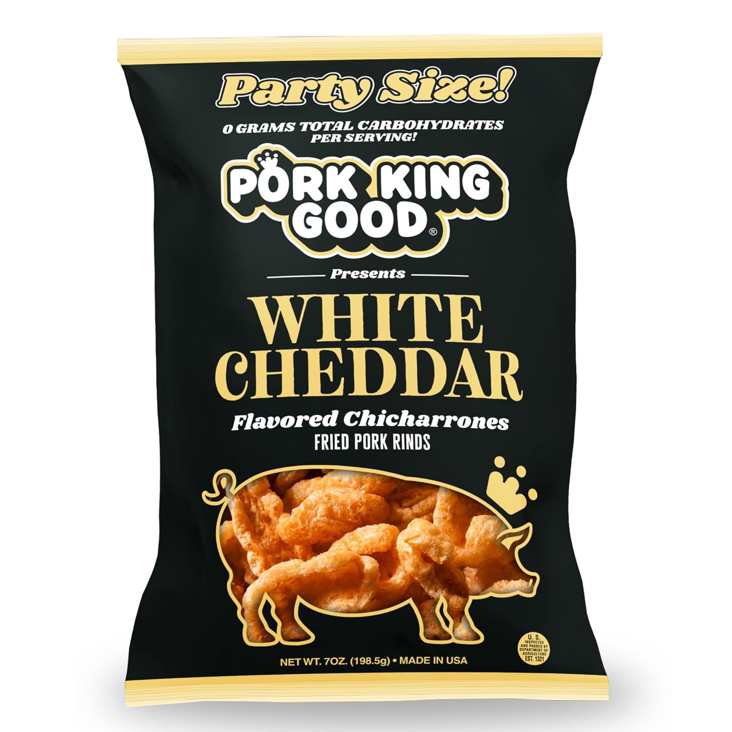 Pork King Good White Cheddar Pork Rinds 7 OZ Family Size