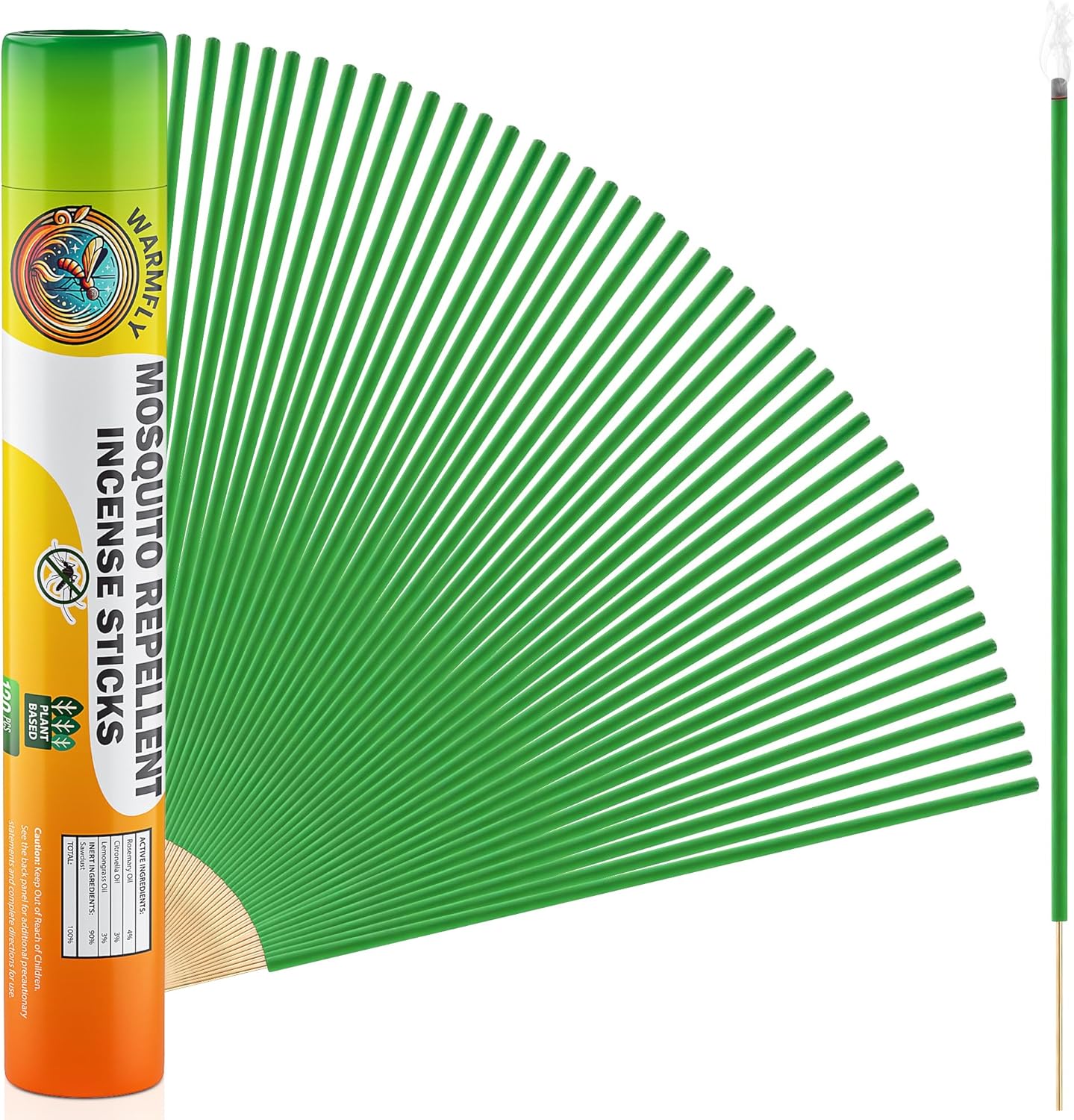 Mosquito Repellent Outdoor Patio (120 PCS) - Natural, DEET-Free Incense Sticks with Rosemary, Lemongrass & Citronella - Camping Essentials, Hiking, Yard