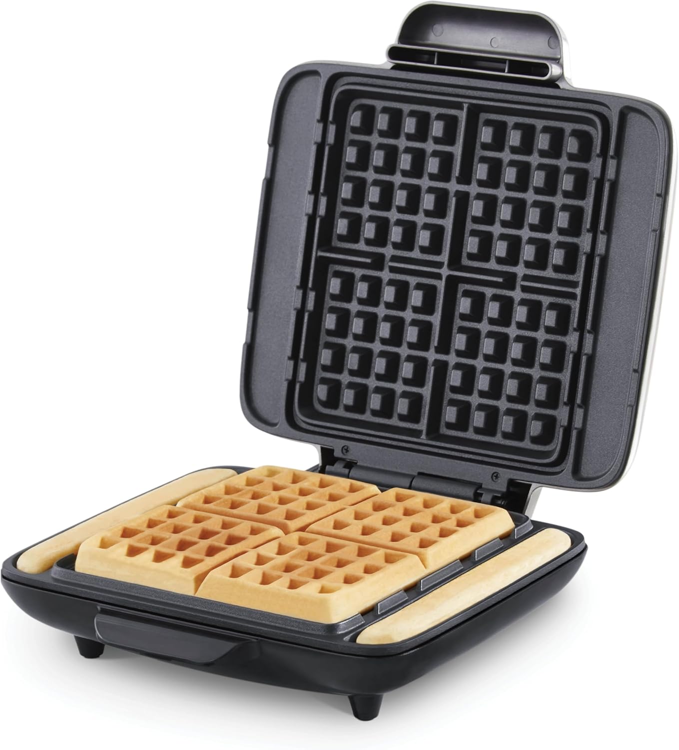 DASH No-Drip Waffle Maker - Four Waffle Molds, Nonstick Waffle Iron with Quick Heat-Up, Nonstick Surface - Perfect Waffle Maker for Kids and Families, Just Add Batter