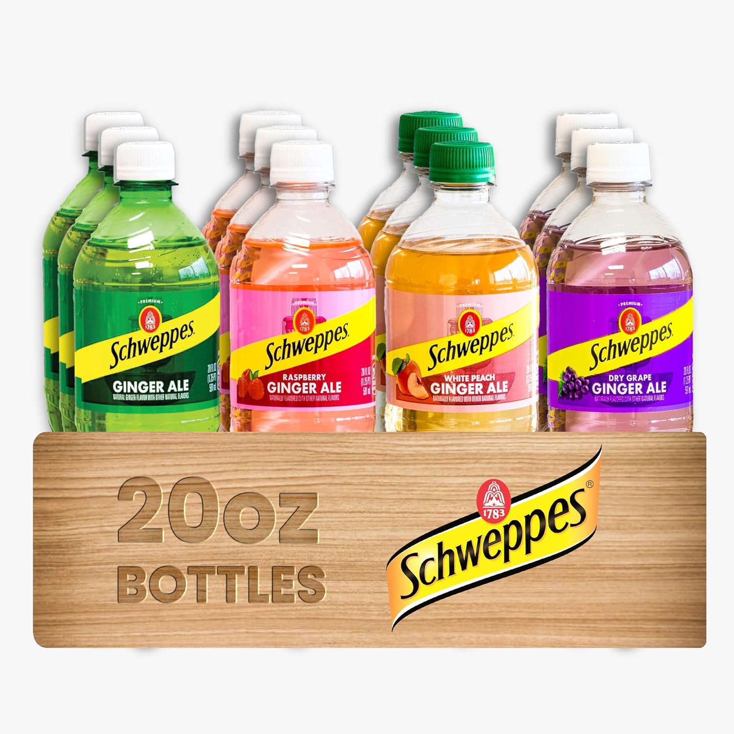Schweppes Ginger Ale - Refreshing, Crisp, Delicious - 12, 20oz Bottles (20oz, Variety)