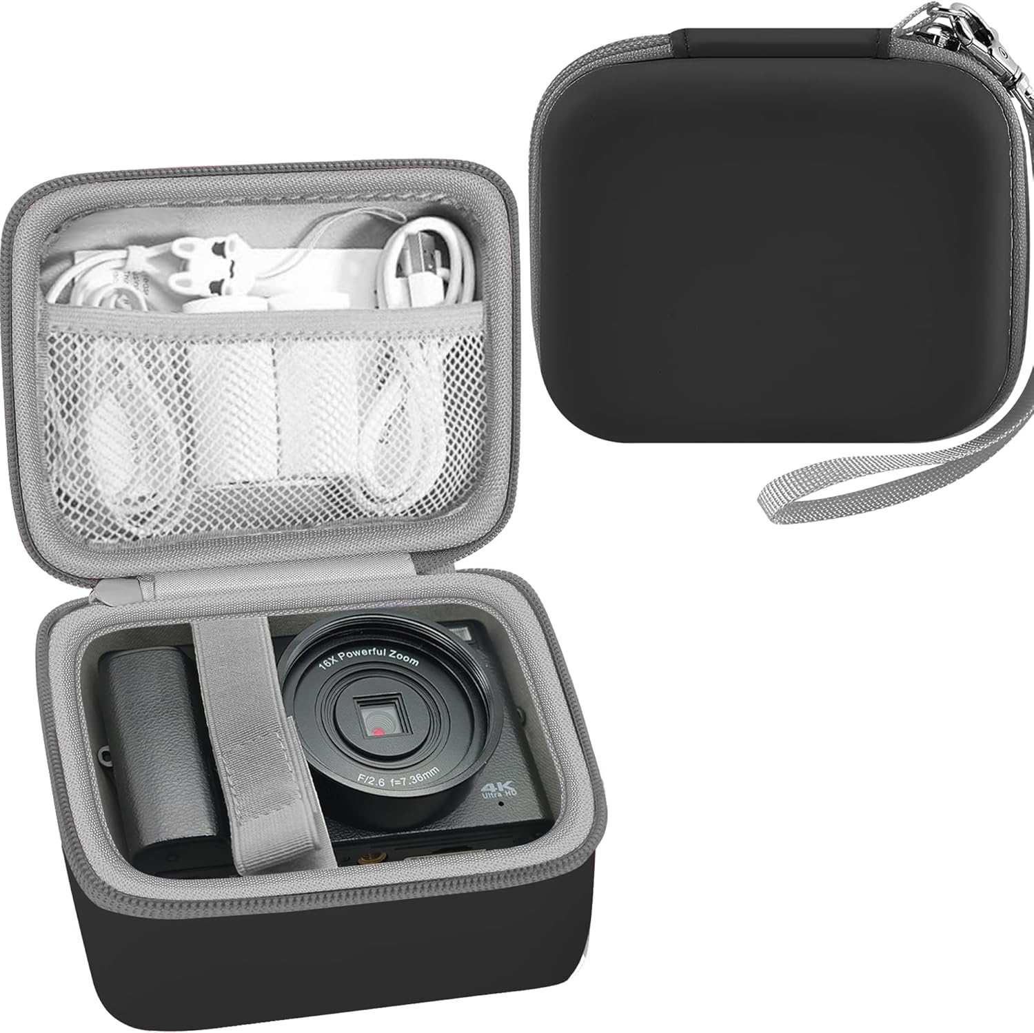 Leayjeen Case for 4K Digital Camera, Compatible with Duluvulu/SIXTARY/Zostuic/TEFTYMON/Oiadek Cameras, EVA Hard Protective Carrying Case with Inner Pocket(Case Only) Black