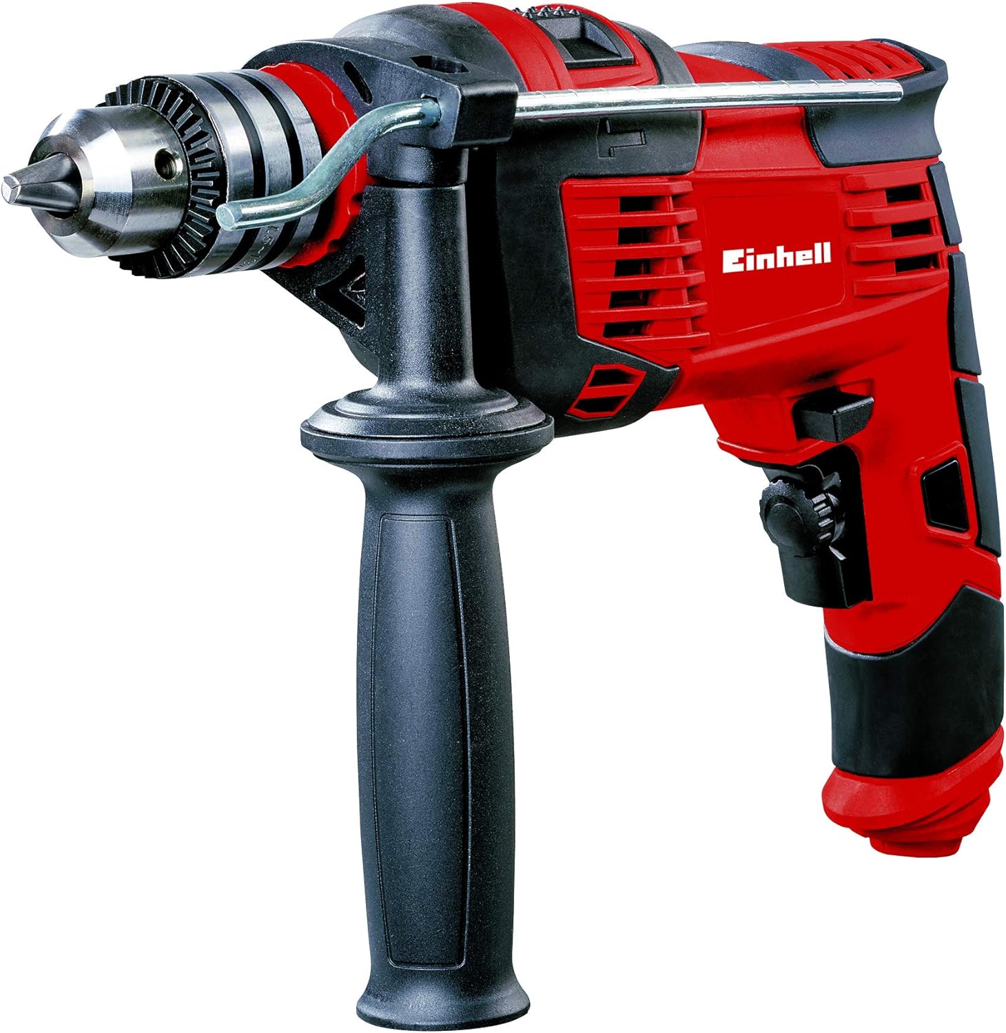 Einhell TC-ID 1000 E Impact Drill | Hammer Drill With Auxiliary Handle, Soft Grip, Speed Control | 1010W Electric Drill With Percussion Hammer Drilling Function , Red