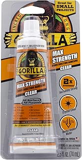 Gorilla Max Strength Clear Construction Adhesive, 2.5 Ounce Squeeze Tube, Clear, (Pack of 1)