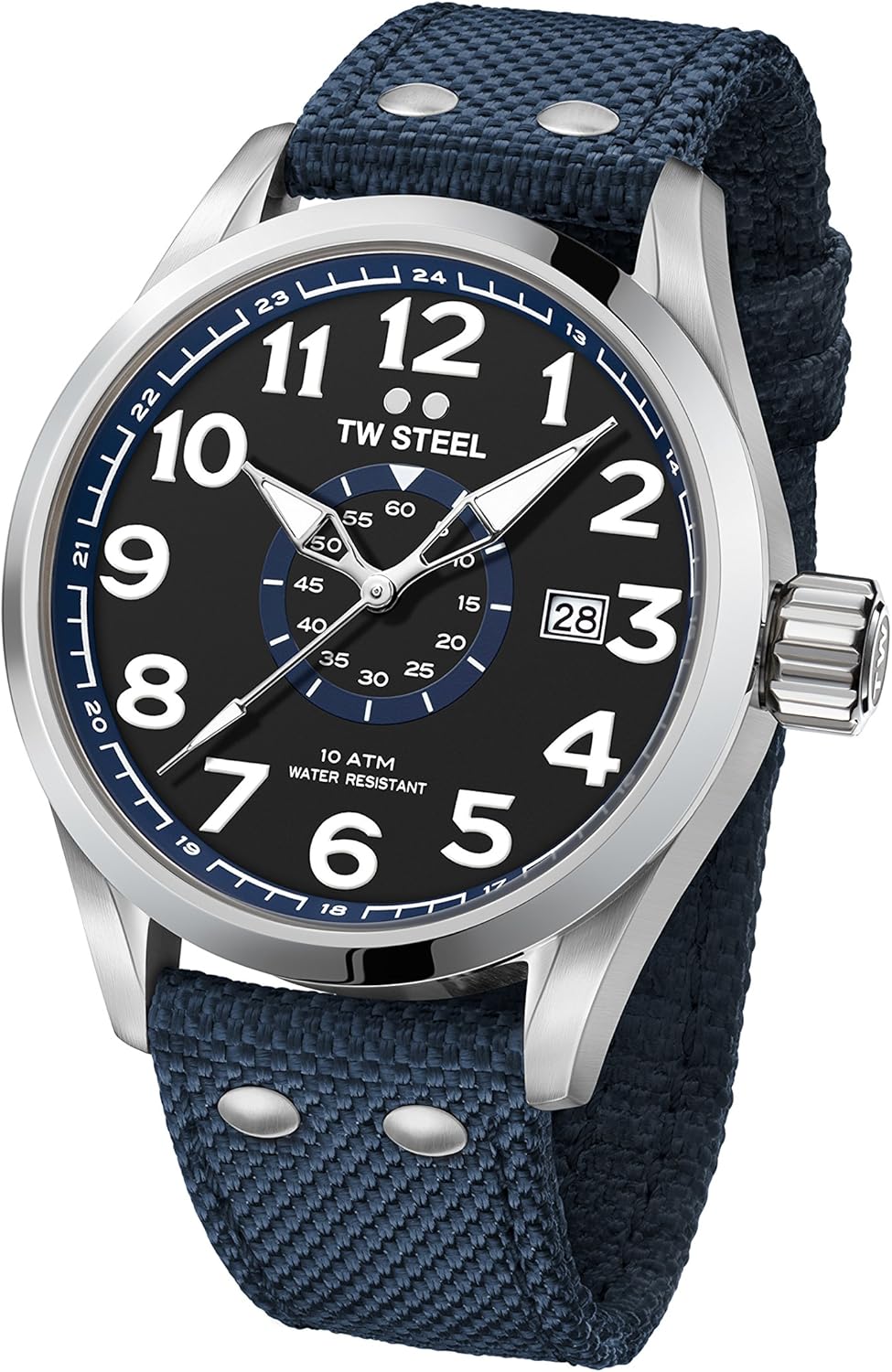 TW Steel Volante Mens 45mm Quartz Watch with Dark Blue Textile Strap