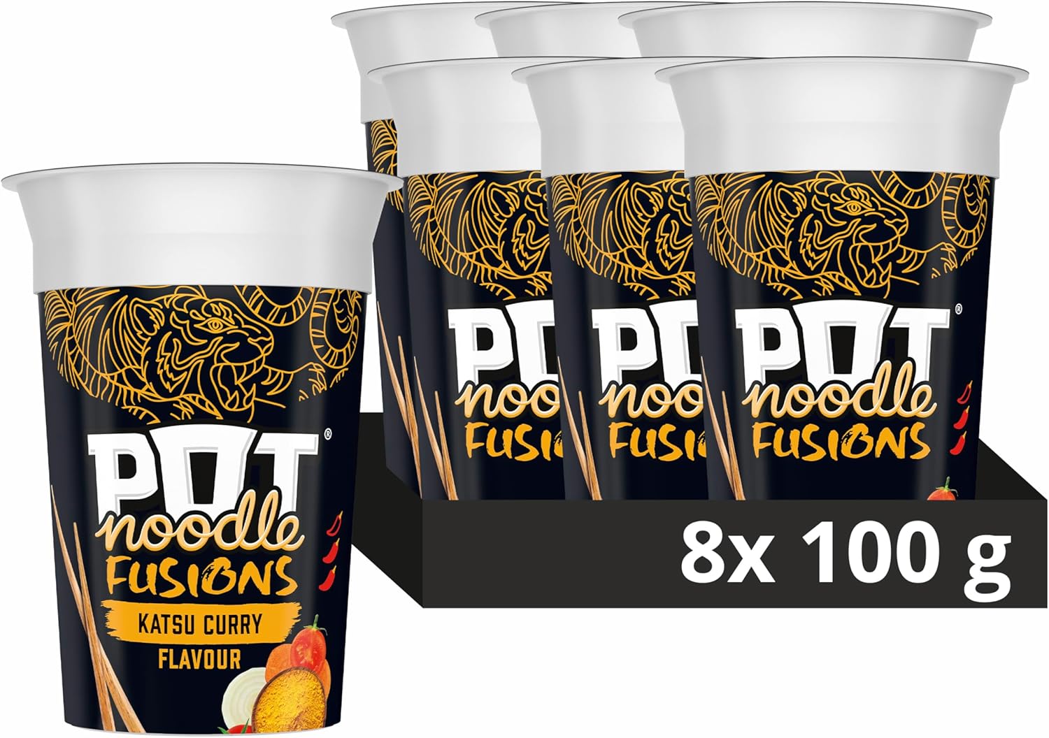 Pot Noodle Fusions Katsu Curry Instant Snack vegan quick to make noodles 8x 100 g