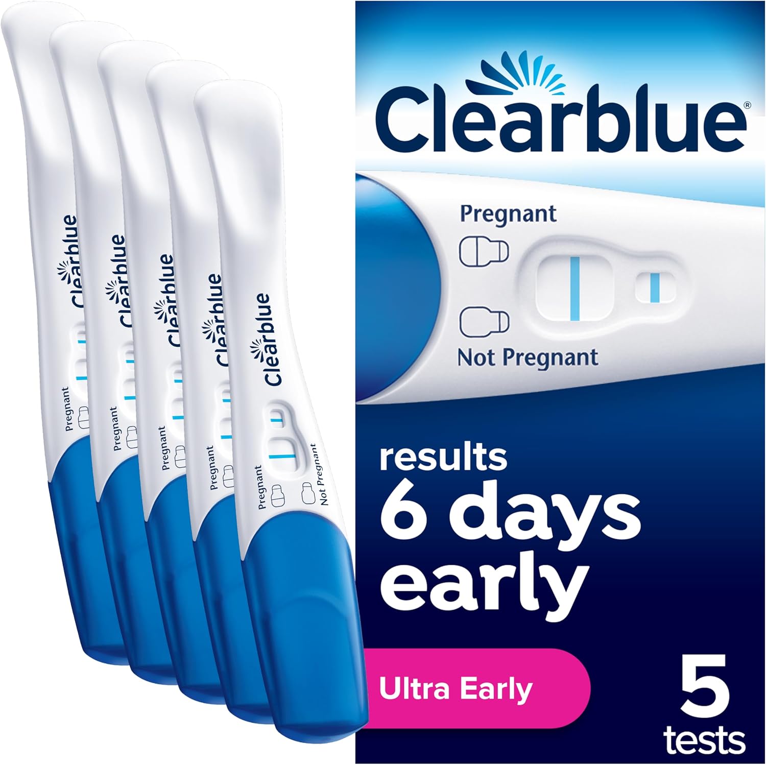 Clearblue Ultra Early Pregnancy Test (10mIU) Value Pack, Results 6 Days Early, 5 Tests