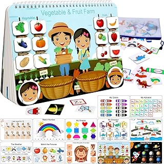 Busy Book for Kids, Montessori Autism Sensory Educational Toys, 12 Pages Toddler Preschool Activity Binder and Early Learning Toys - for Boys & Girls Develops Fine Motor Skills
