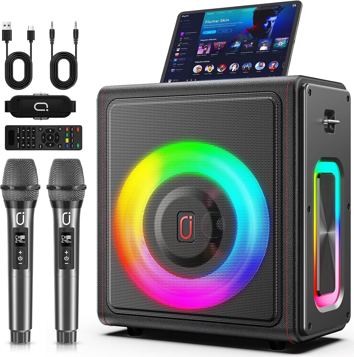 Karaoke Machine for Adults with 2 Wireless Microphones, 200W PA System