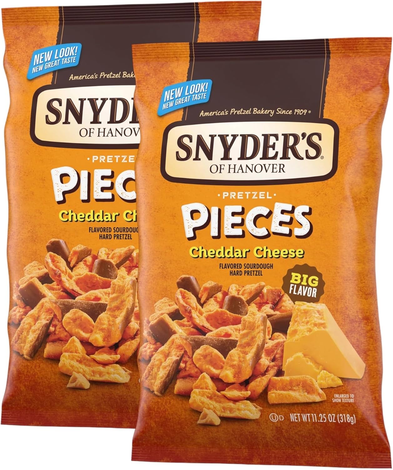 Snyder's of Hanover Pretzel Pieces, Cheddar Cheese 318g, (Pack of 2)