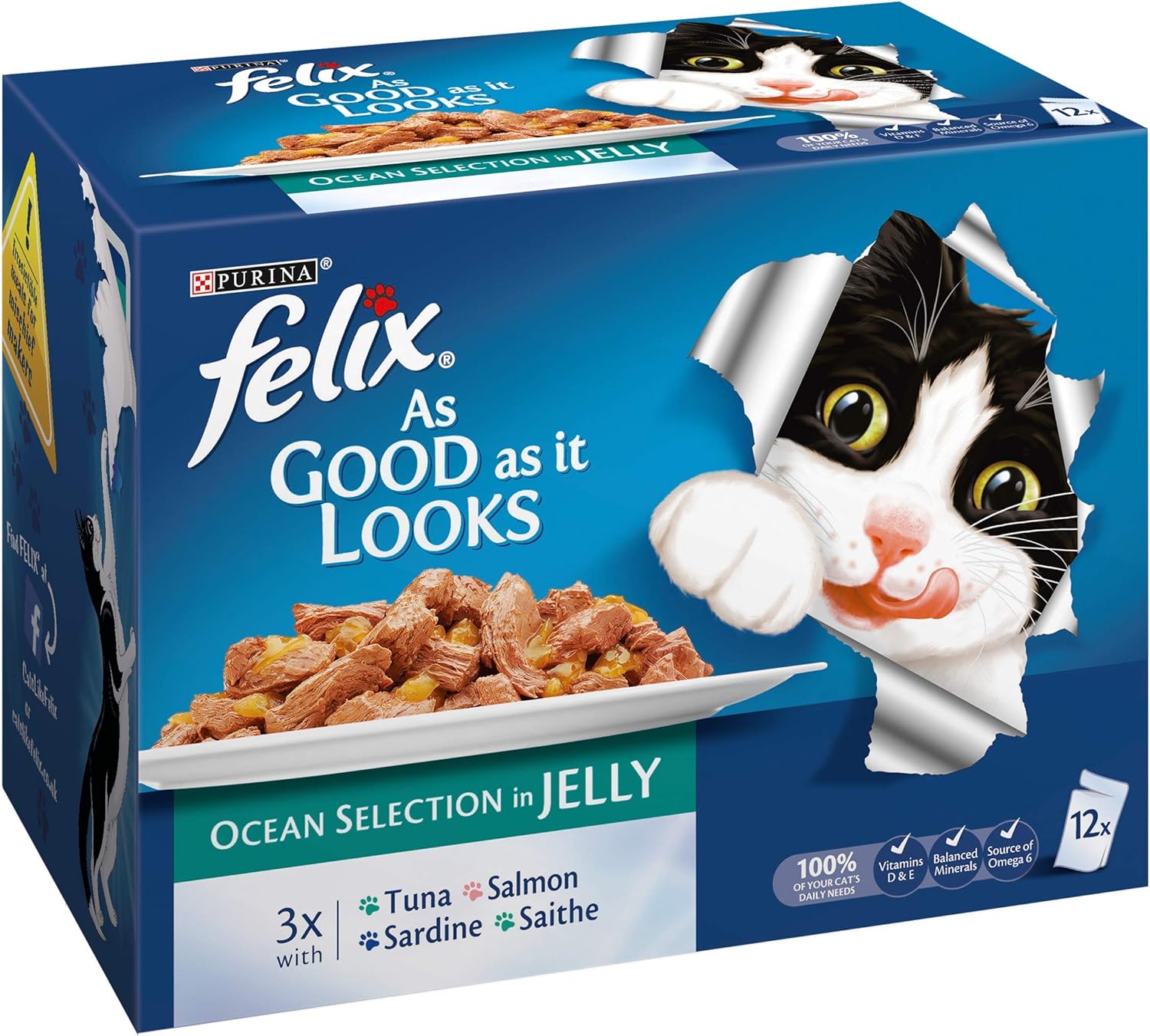 Felix As Good as it Looks Ocean Selection in Jelly 12 x 100 g (Pack of 4, Total 48 Pouches)