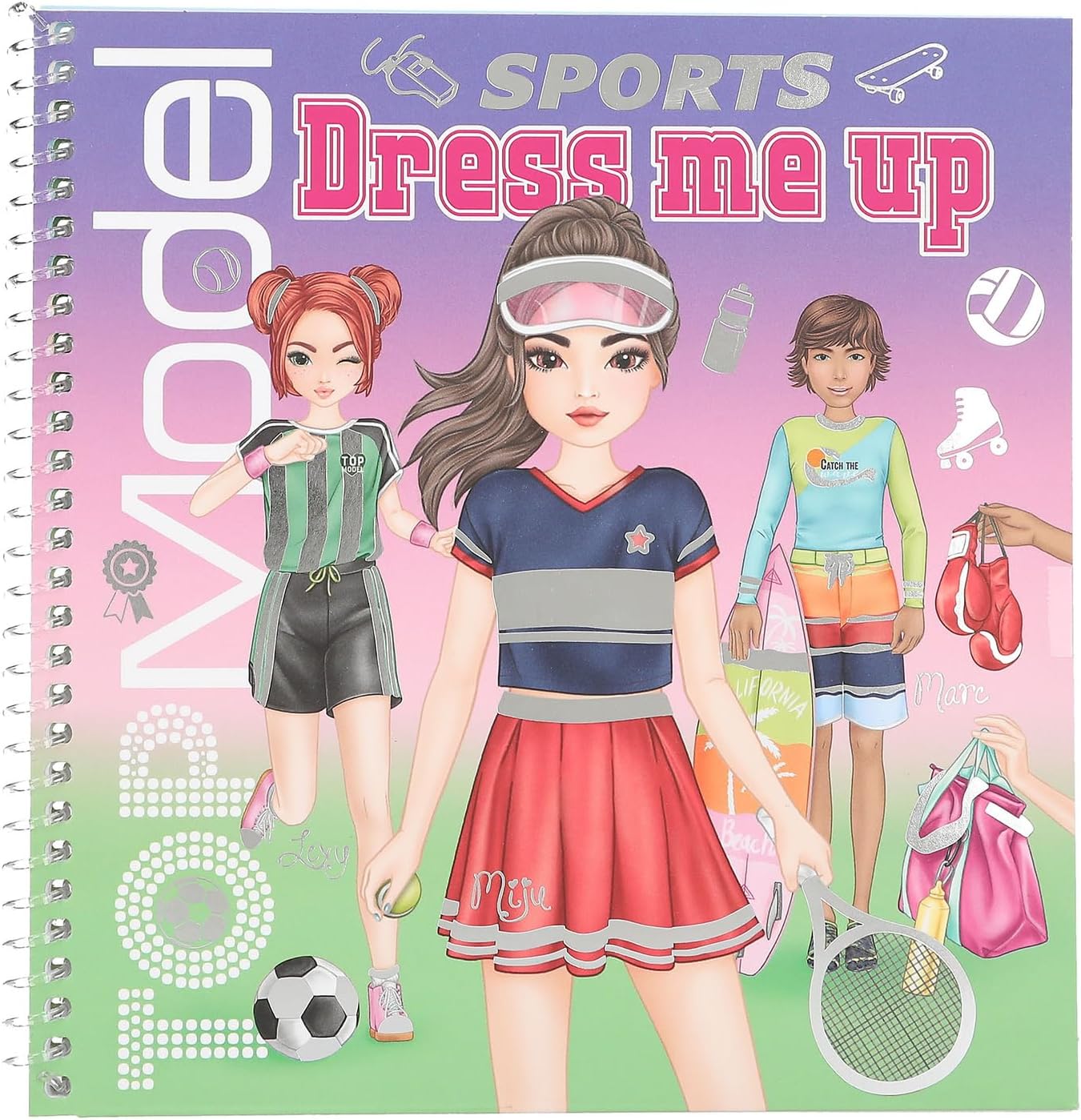 Depesche 13808 TOPModel Dress Me Up Sticker Book Sports with 24 Pages Sporty Model Motifs to Design Yourself Includes 11 Sticker Sheets
