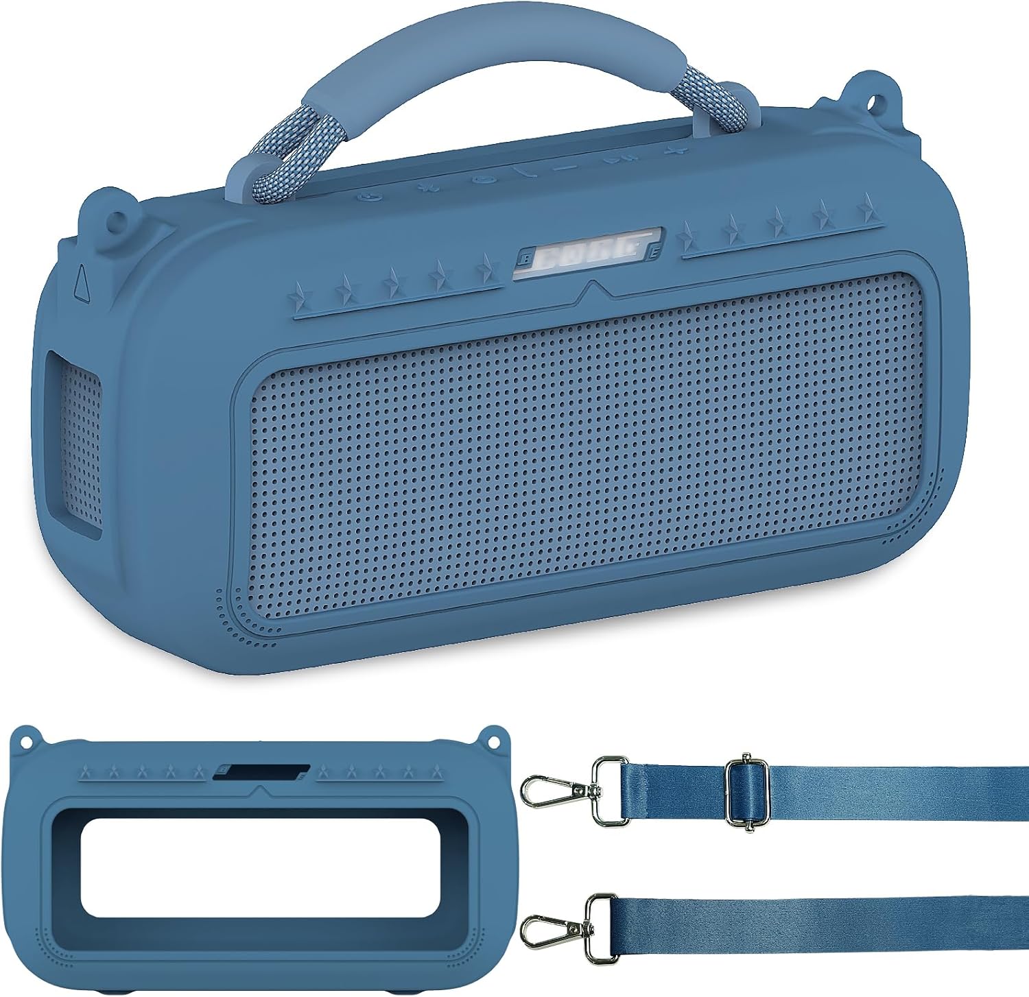 JCHPINE Silicone Cover Case for Bose SoundLink Max Portable Speaker Accessories, Soft Silicone Skin for Bose SoundLink Max Bluetooth Speaker with Shoulder Strap (Blue Case)