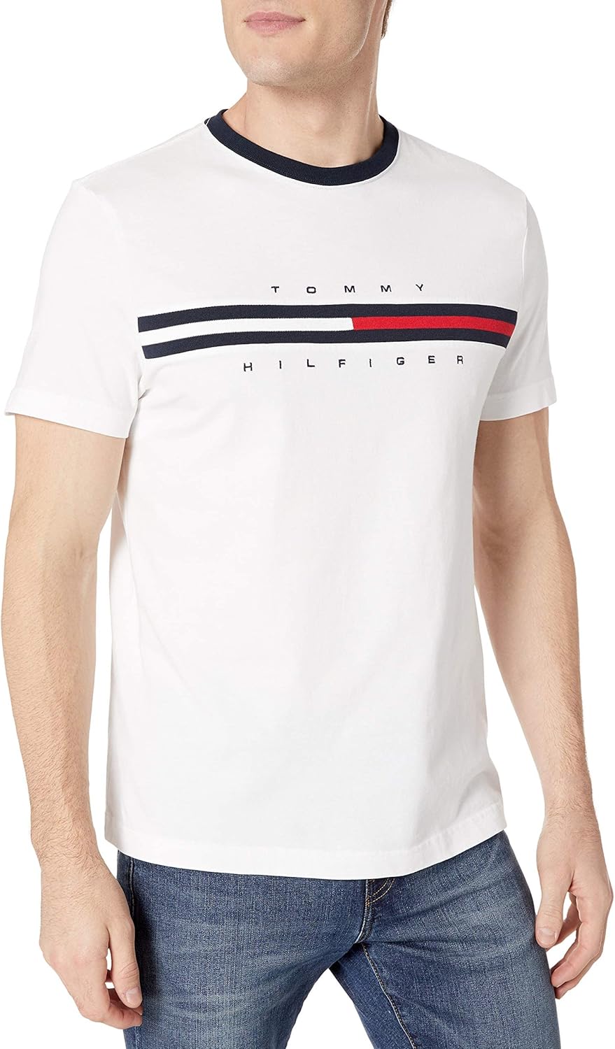 Tommy Hilfiger Men's Short Sleeve Signature Stripe Graphic T-shirt