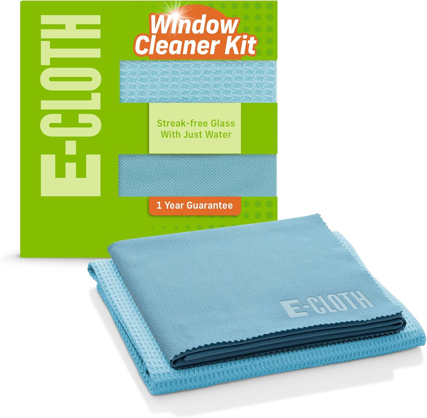 E-Cloth Window Cleaner Kit - Streak-Free Glass Cleaning Cloth, Microfiber Towel Kit for Windows, Car Windscreens, Mirrors - Blue