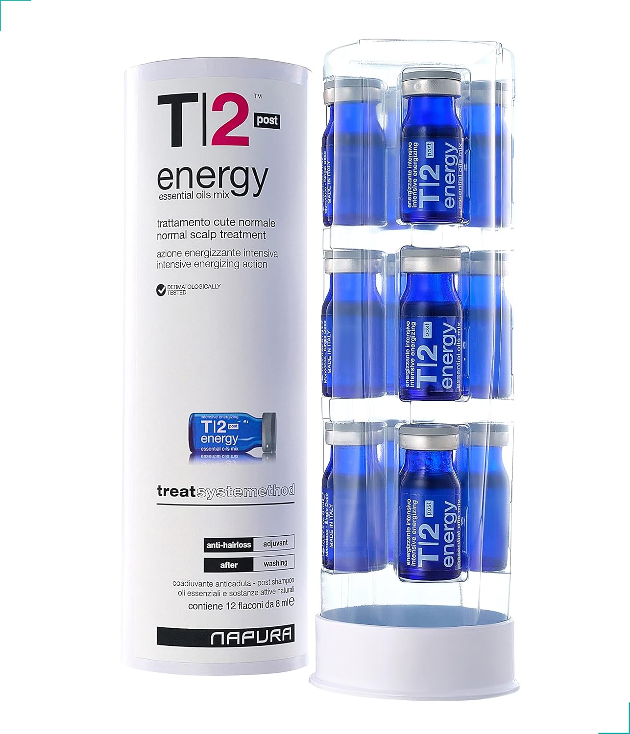 T2 Hair Loss Leave In Vials for Weak and Fine Hair - Natural Growth Oil Scalp Treatment for Women and Men - Intensive Root Strengthening Treatment with Peppermint, Rosemary