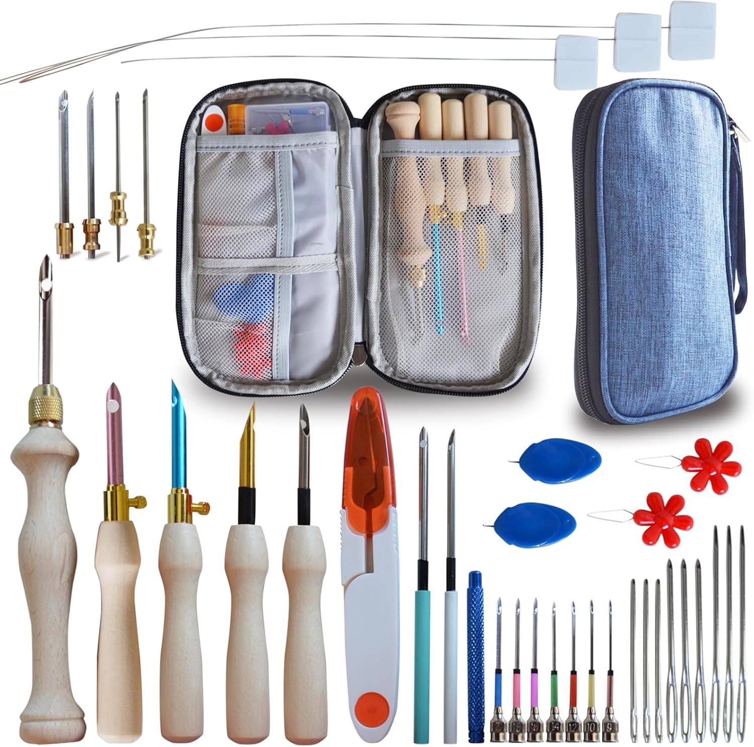 DiaWiew Punch Needle Embroidery Kit - Complete Set for Needle Punching - Includes Adjustable Punch Needle Tool and Wooden Handle Embroidery Pen Set - Ideal for Adults Beginners