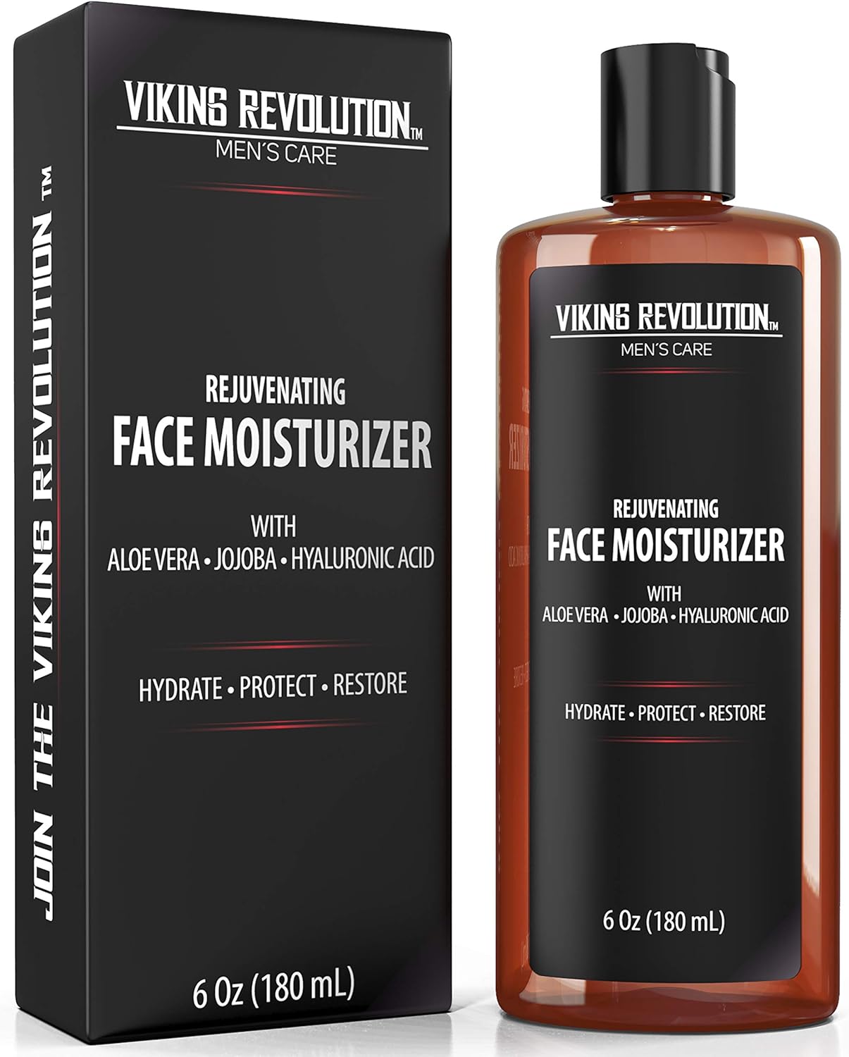 Viking Revolution - Moisturiser For Men - Natural Mens Moisturiser Face - Anti Wrinkle & Anti Aging Mens Face Moisturiser - Hydrate & Protect - 180 ml